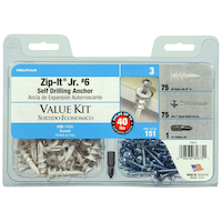 Hillman Zip-It Jr. #6 Value Kit, Self-Drilling, 151-pk Front_Flat