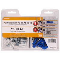 Hillman Plastic Ribbed Anchors #6-8 & #8-10 Value Kit, Corrosion Resistant, 201-pk Front_Flat