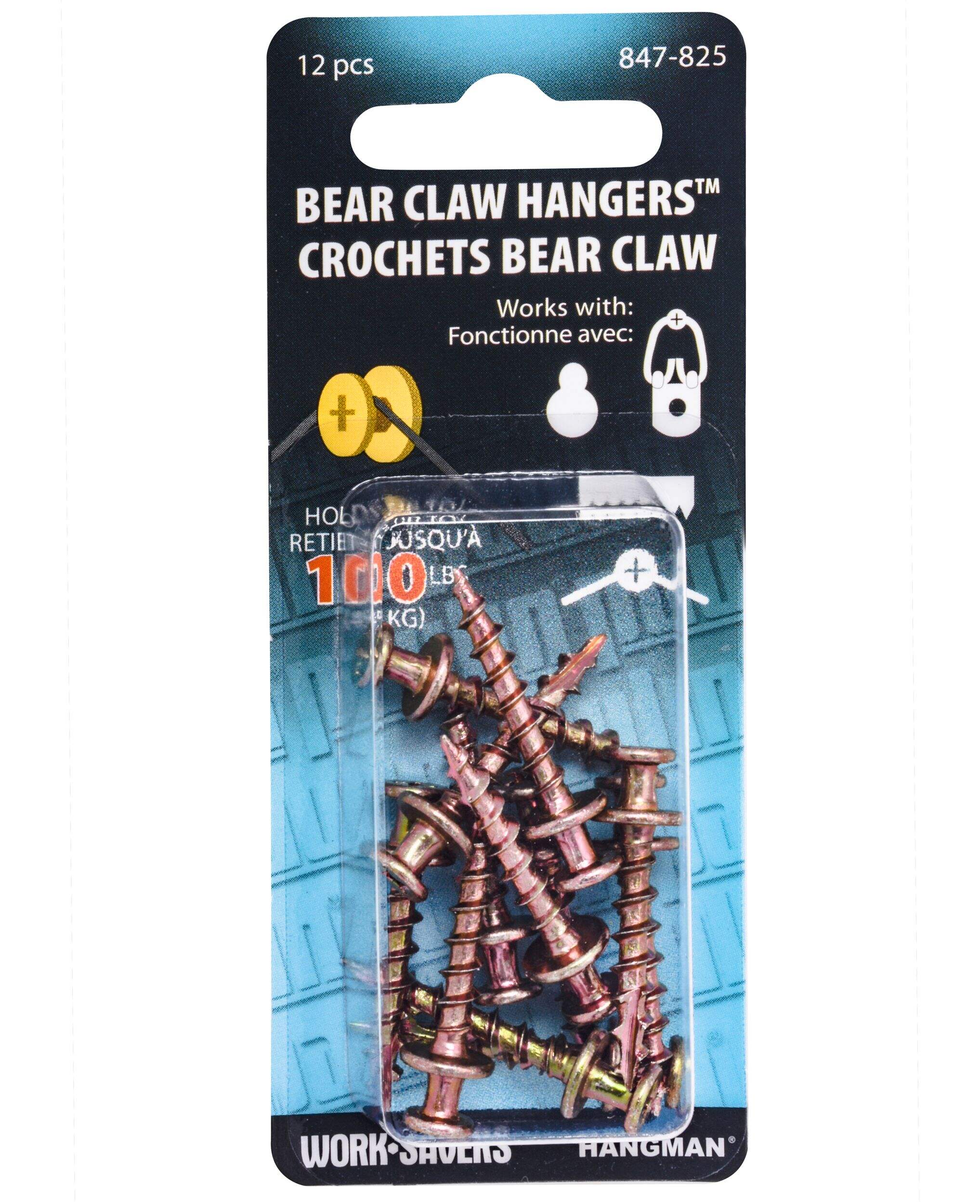 Crochets de suspension Hangman, sans trou de départ requis, pour l'intérieur, or, paq. 1 Front_Flat