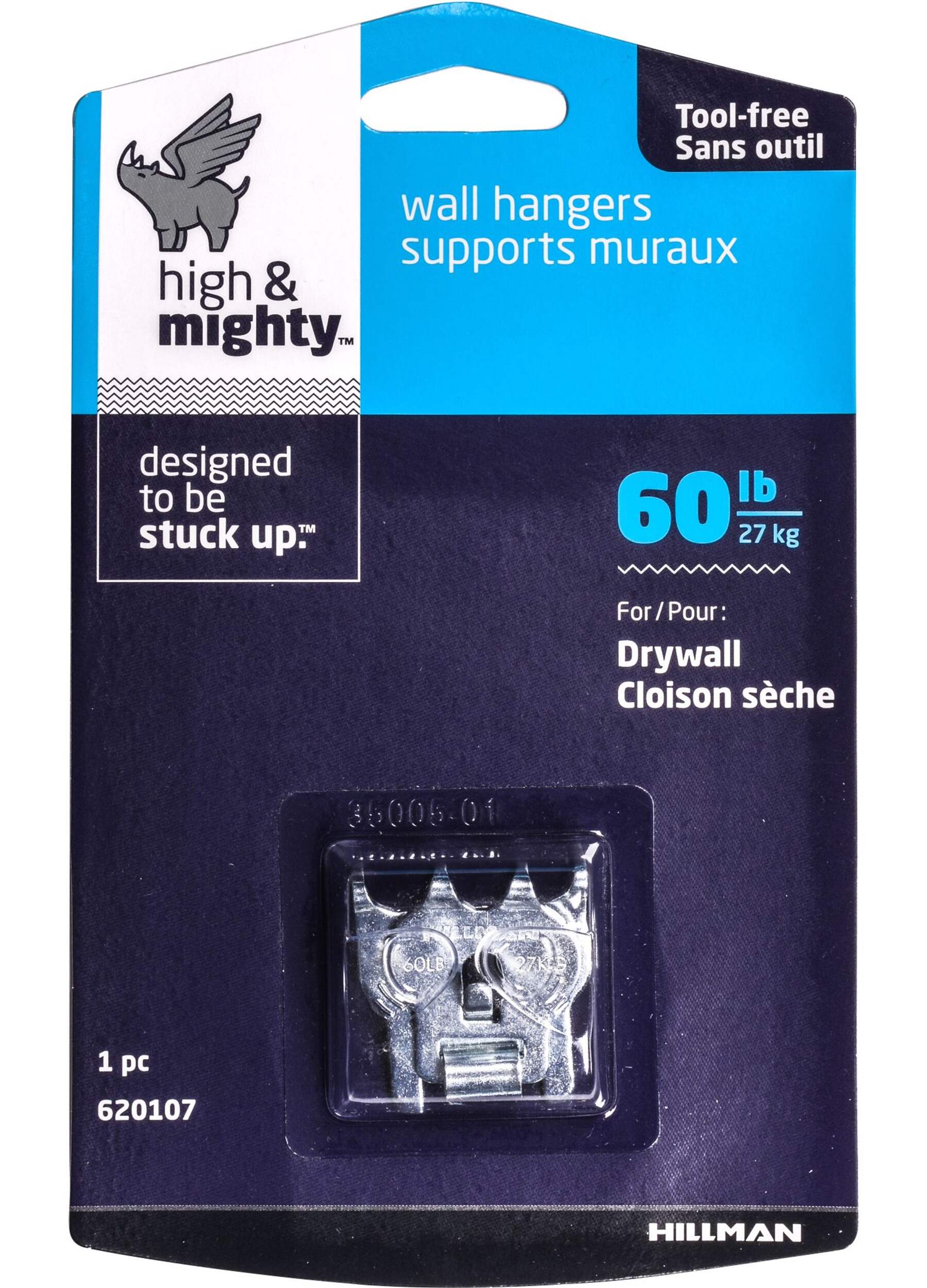 High & Mighty DrywAll Hanger, For Hanging Frames, No Tools Required, 60