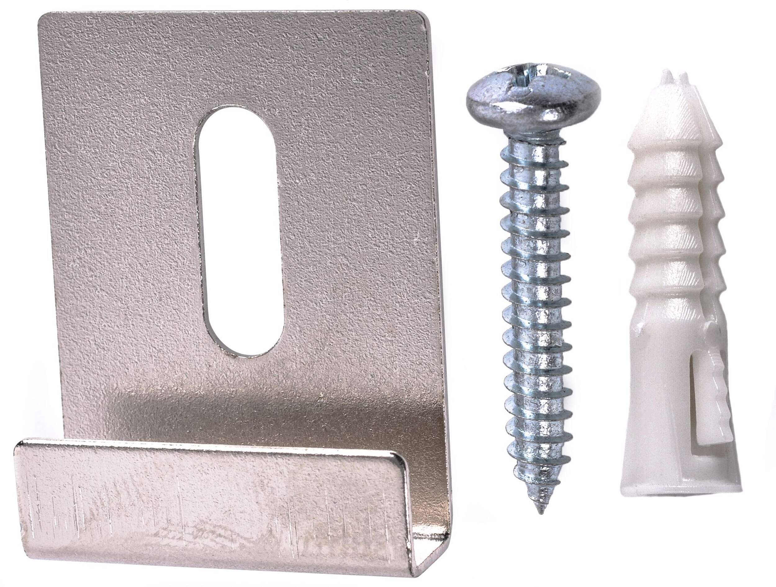 OOK Wide-Channel Mirror Clip, For Frameless Mirrors, Steel Construction, 20-lb Capacity, Silver, 4-pk Composite_or_Mixed