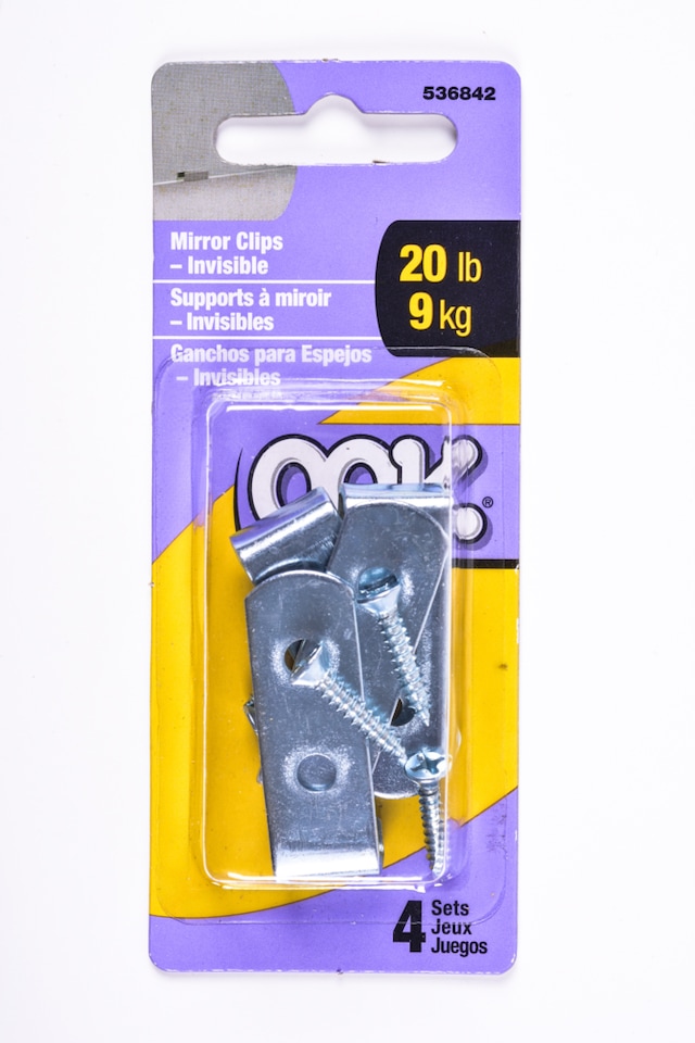 OOK Invisible Mirror Holder, For Frameless Mirrors, Steel Construction