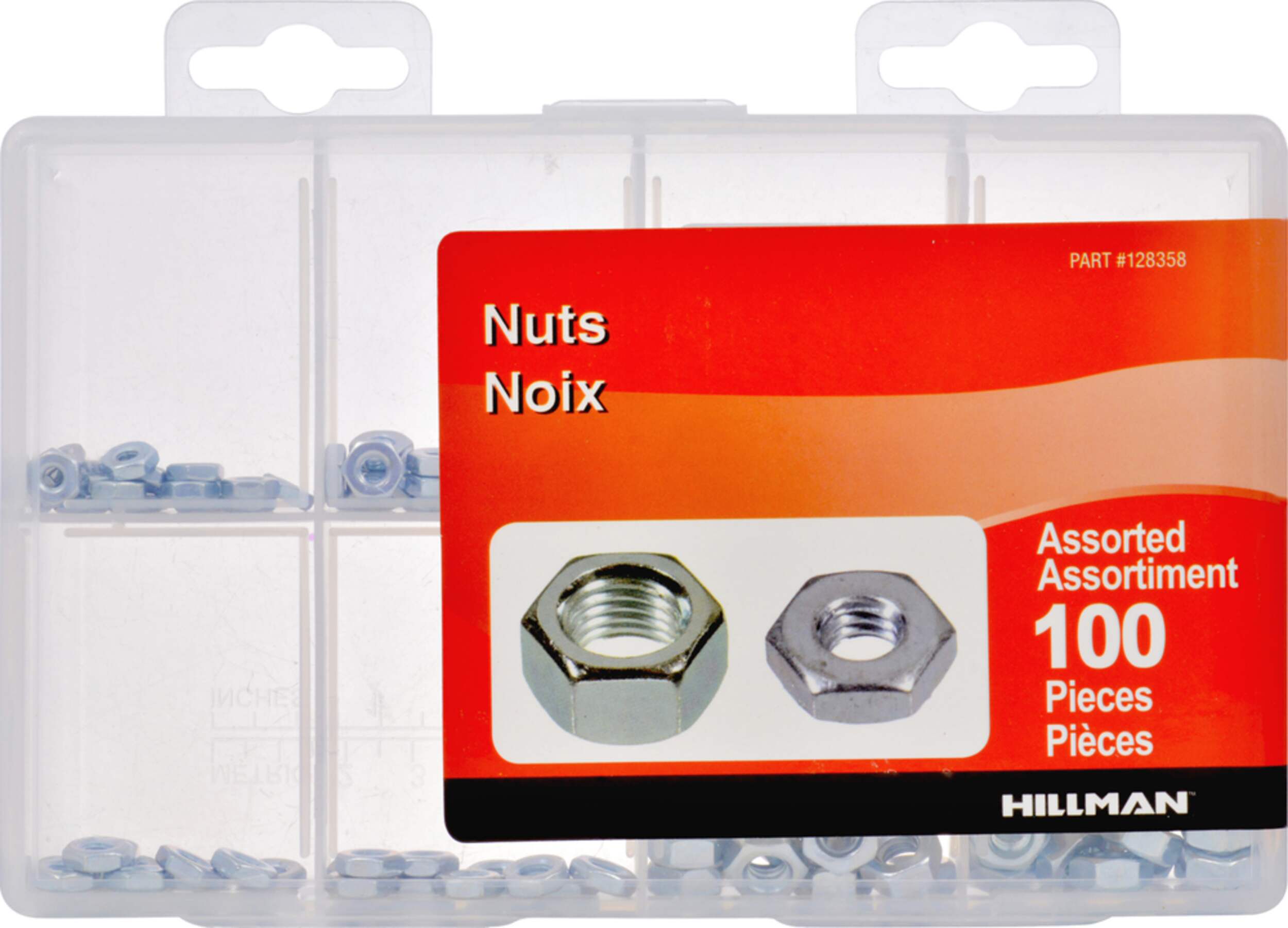 Écrous variés Hillman, pour usage général, paq. 100 Overhead_Flat