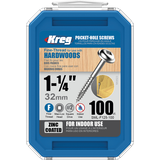 Kreg #7 Square-Drive Fine Pan-Head Pocket-Hole Screw, 1.25-in, Zinc Coating, 100-pk Front_Flat