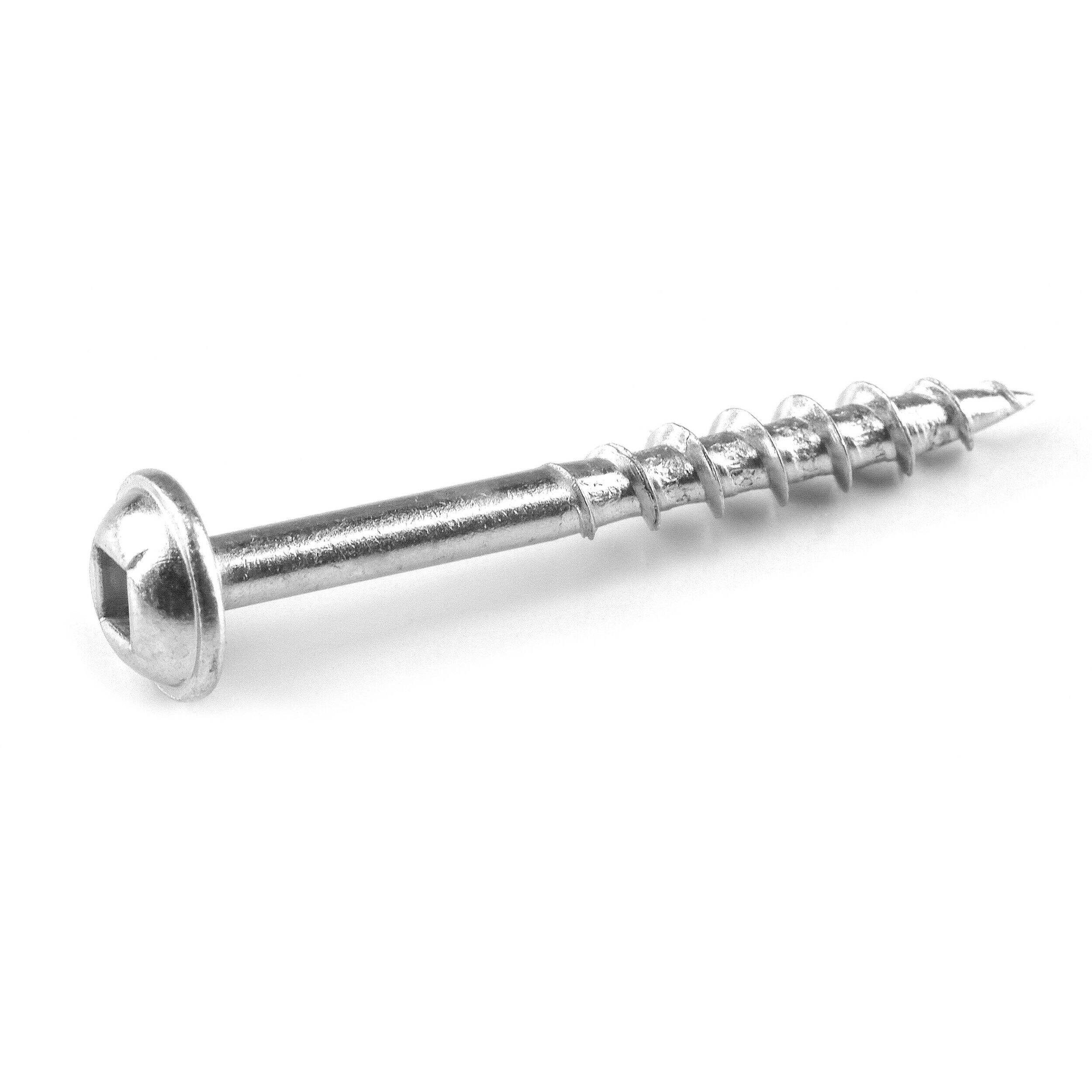 Kreg #8 Square-Drive Coarse Washer Head Pocket-Hole Screw, 1.5-in, Zinc Coating, 100-pk Front_Angled_Left