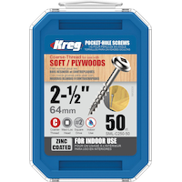 Kreg #8 Square-Drive Coarse Washer Head Pocket-Hole Screw, 2.5-in, Zinc Coating, 50-pk Front_Flat