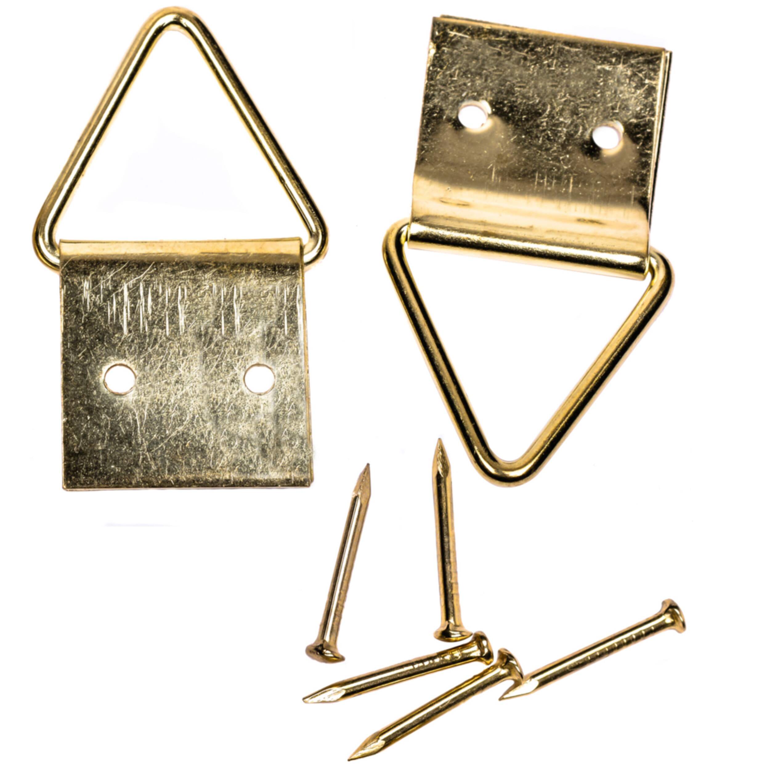 OOK Medium Triangle Hangers with Nails, Brass, 2-pk Front_Flat