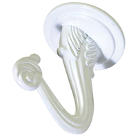 Grand crochet de suspension Hillman, vis et ancrage compris, acier massif, blanc