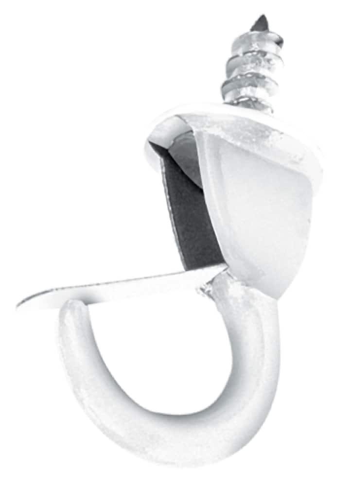 Hillman Safety Cup Hook, Half Hook and Half Screw, 1-1/4-in, White