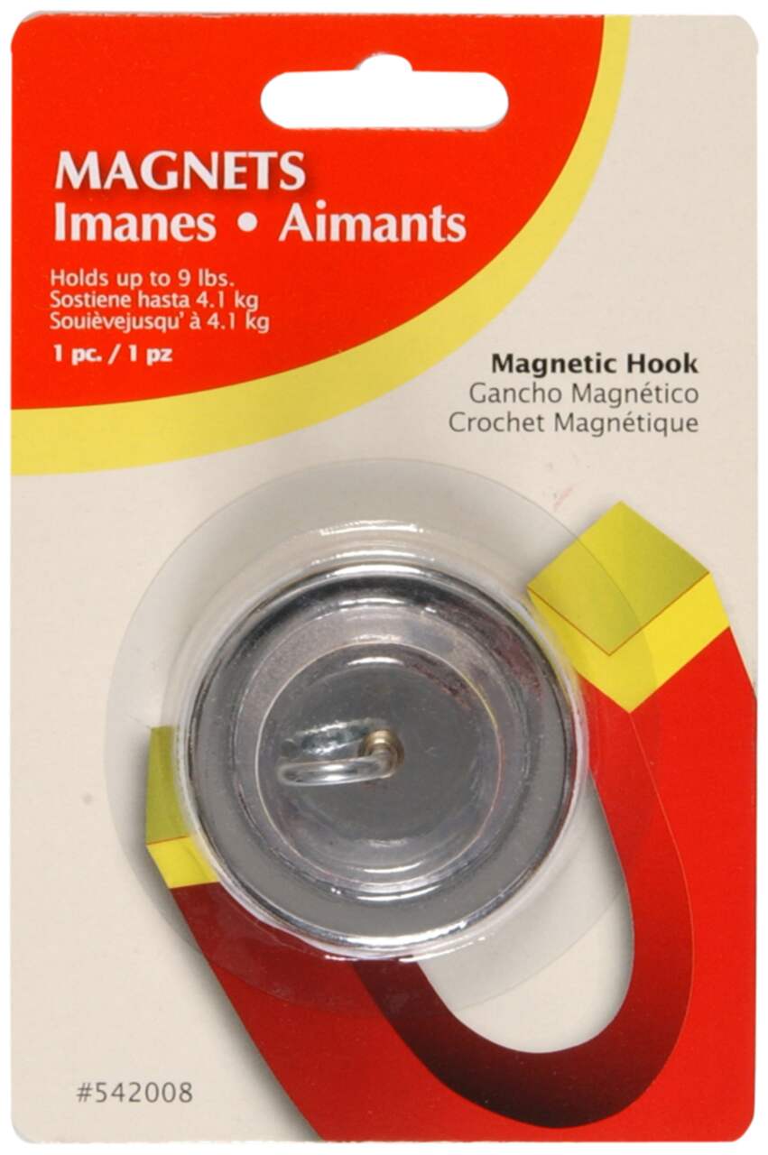 OOK Magnetic Base with Hook, Protective Non-Scratch Liner, 9-lb