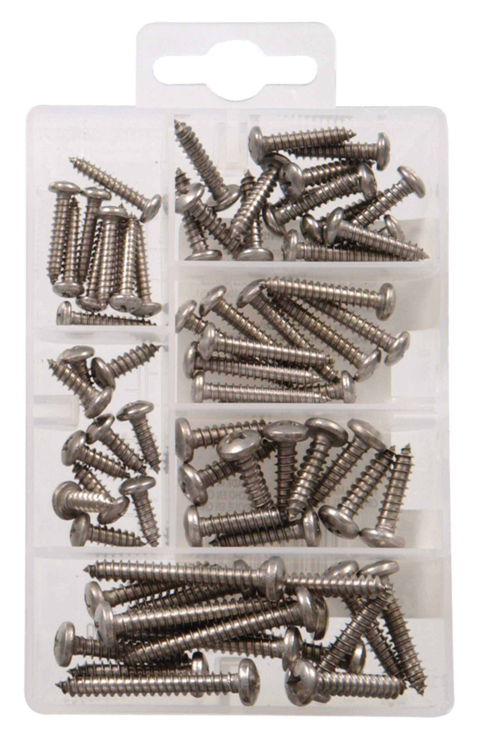 Vis à tôle à tête cylindrique à filetage tranchant et prise cruciforme en acier inoxydable Hillman, petite trousse Front_Flat