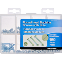 Hillman Round Head Machine Screws With Nuts, Assorted Pack, 160-pk
