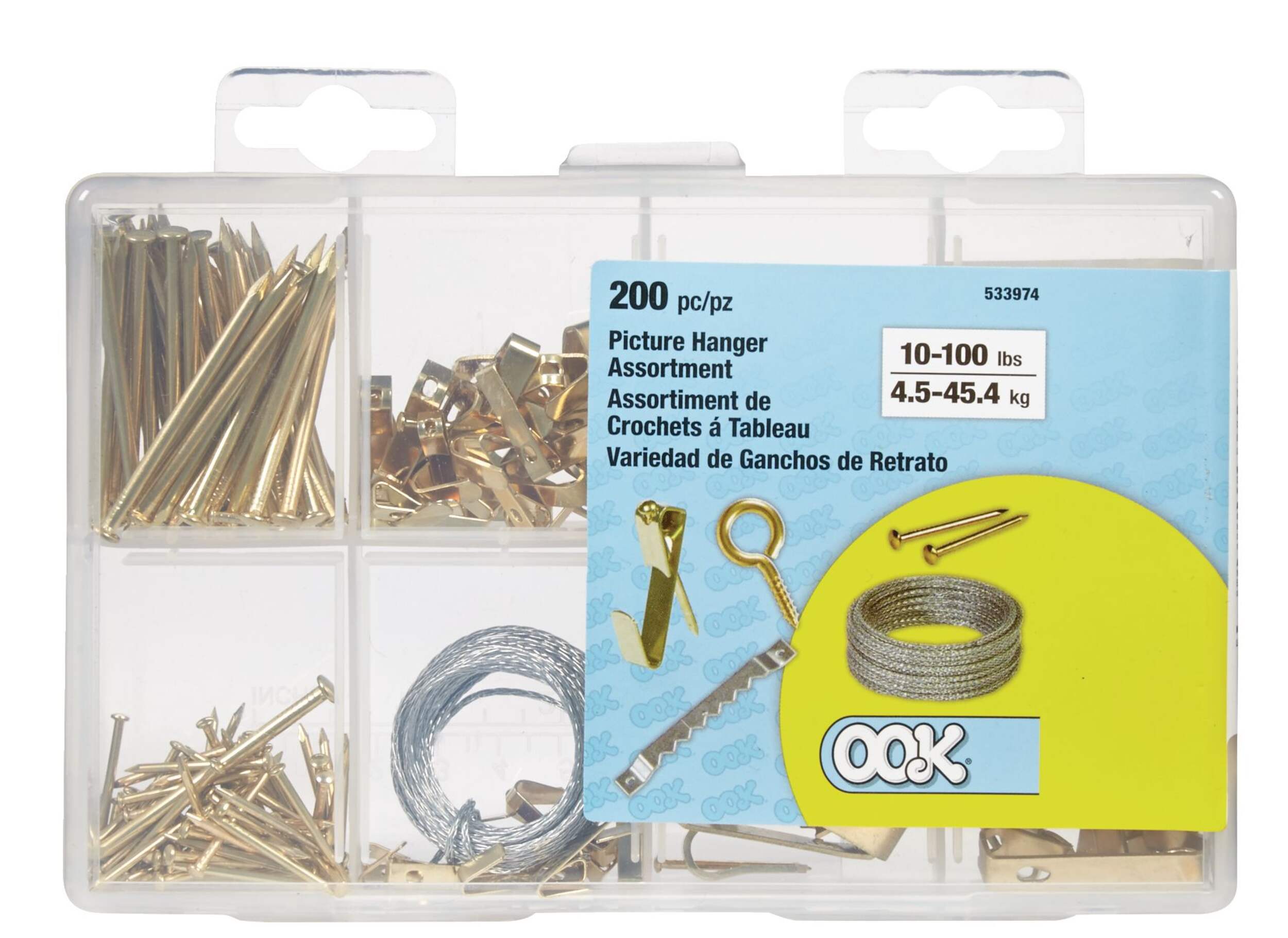 Hillman Medium Picture Hanger Kit, 100-lb Capacity Overhead_Flat