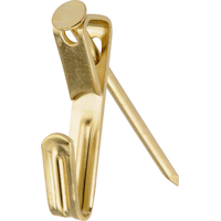 Crochet à cadre classique Hillman, pour cloison sèche et mur de plâtre, capacité de 50 lb, plaqué laiton Front_Angled_Left