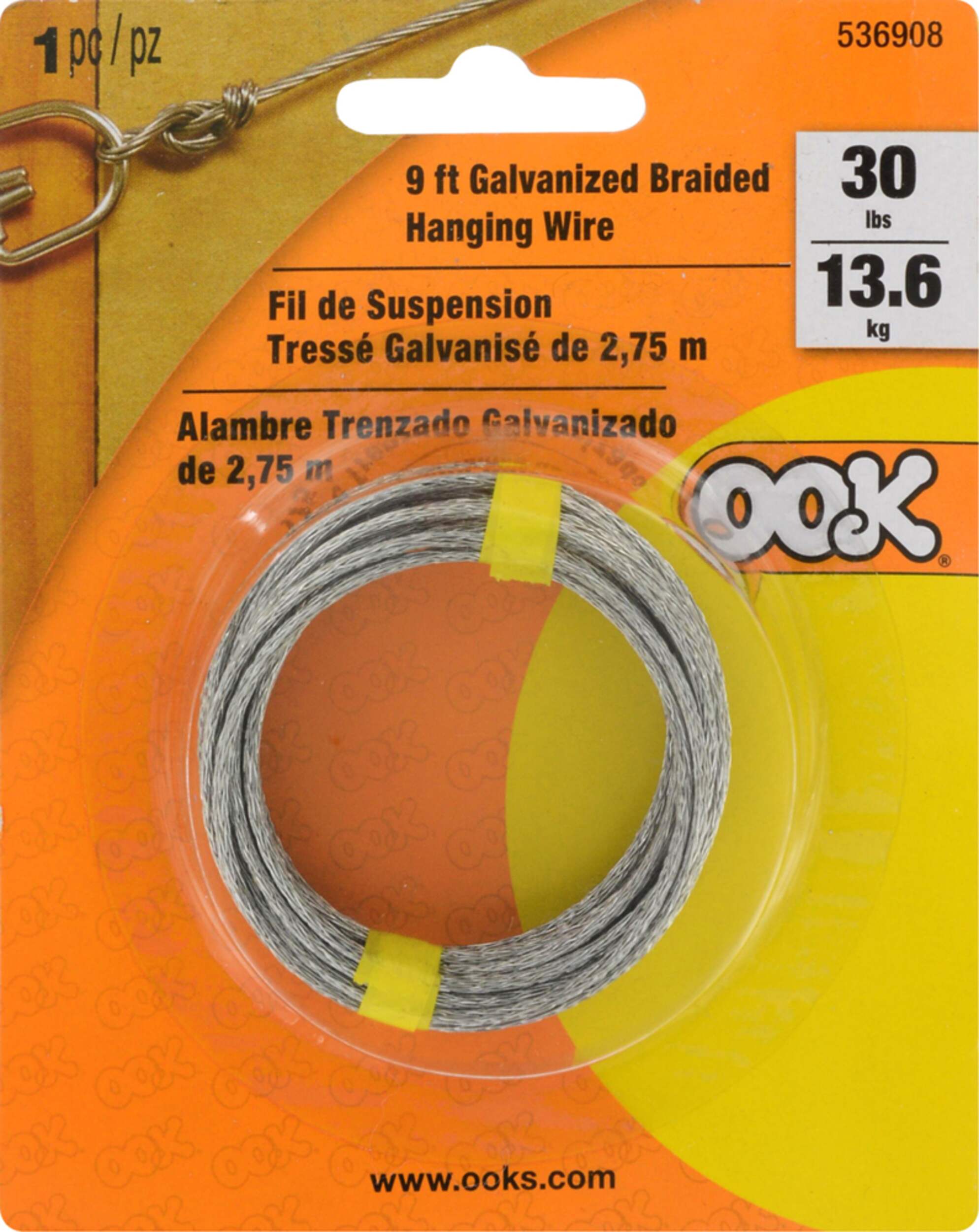 Fil métallique tressé Hillman, acier galvanisé, n<lt/>sup<gt/>o<lt/>sup<gt/> 4, 9 pi Front_Flat
