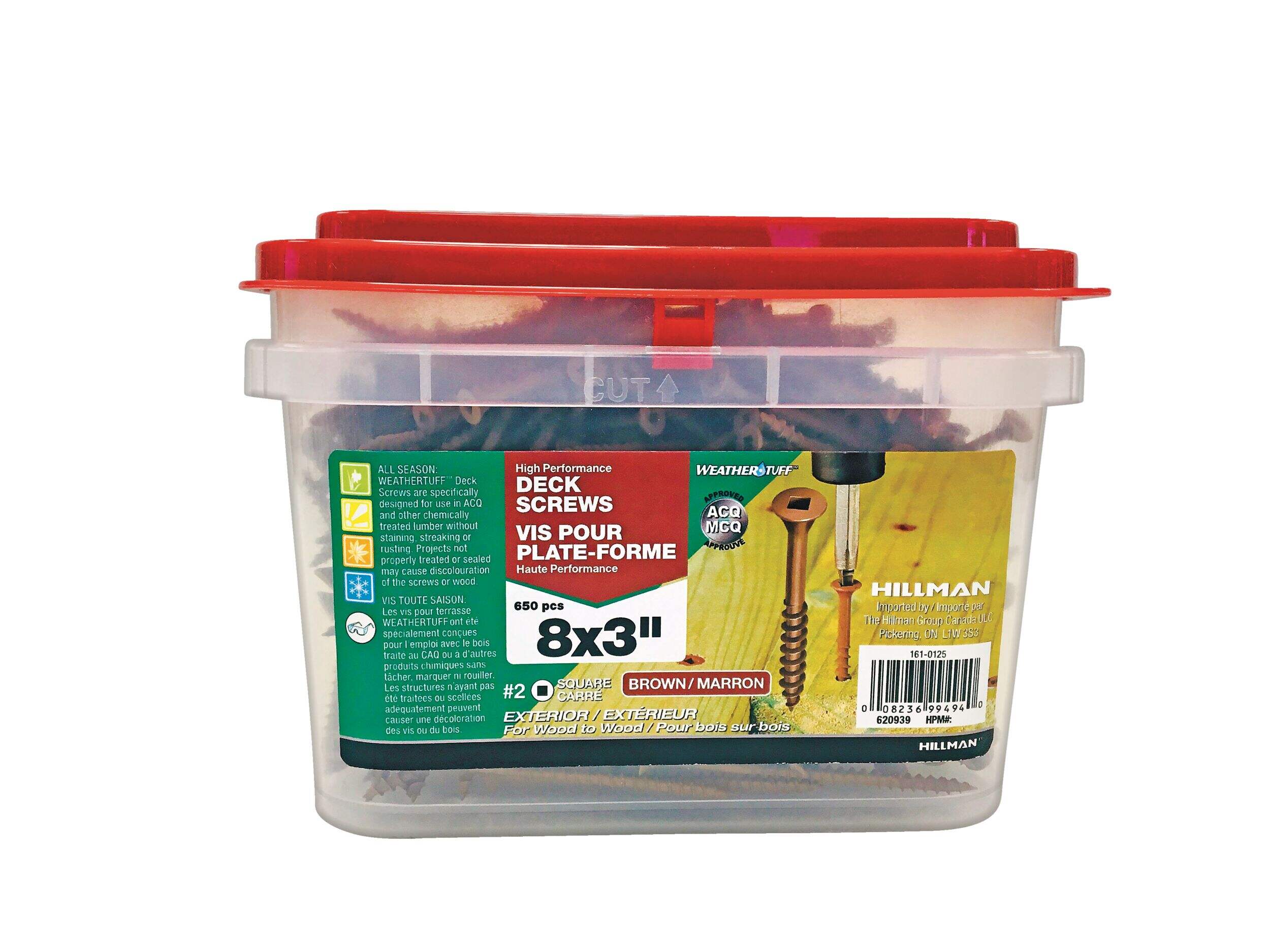 Vis pour plate-forme à prise carrée Hillman, #8 x 3 po, 650 pces Front_Flat