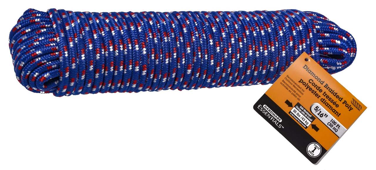 Hillman 5/16-in x 100-ft Poly Braided Rope, Blue