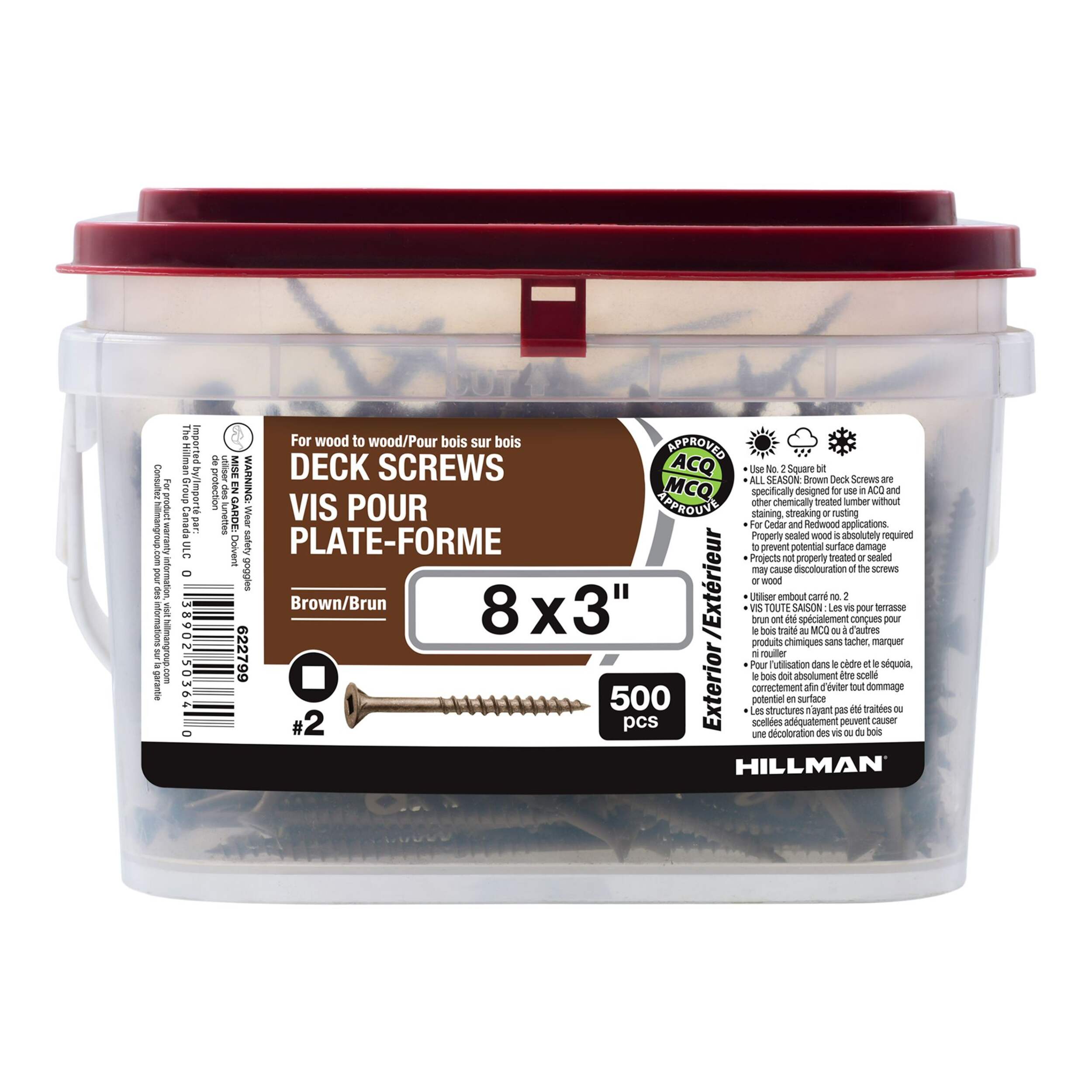 Vis à terrasse brune Hillman, paq. 500 Front_Flat