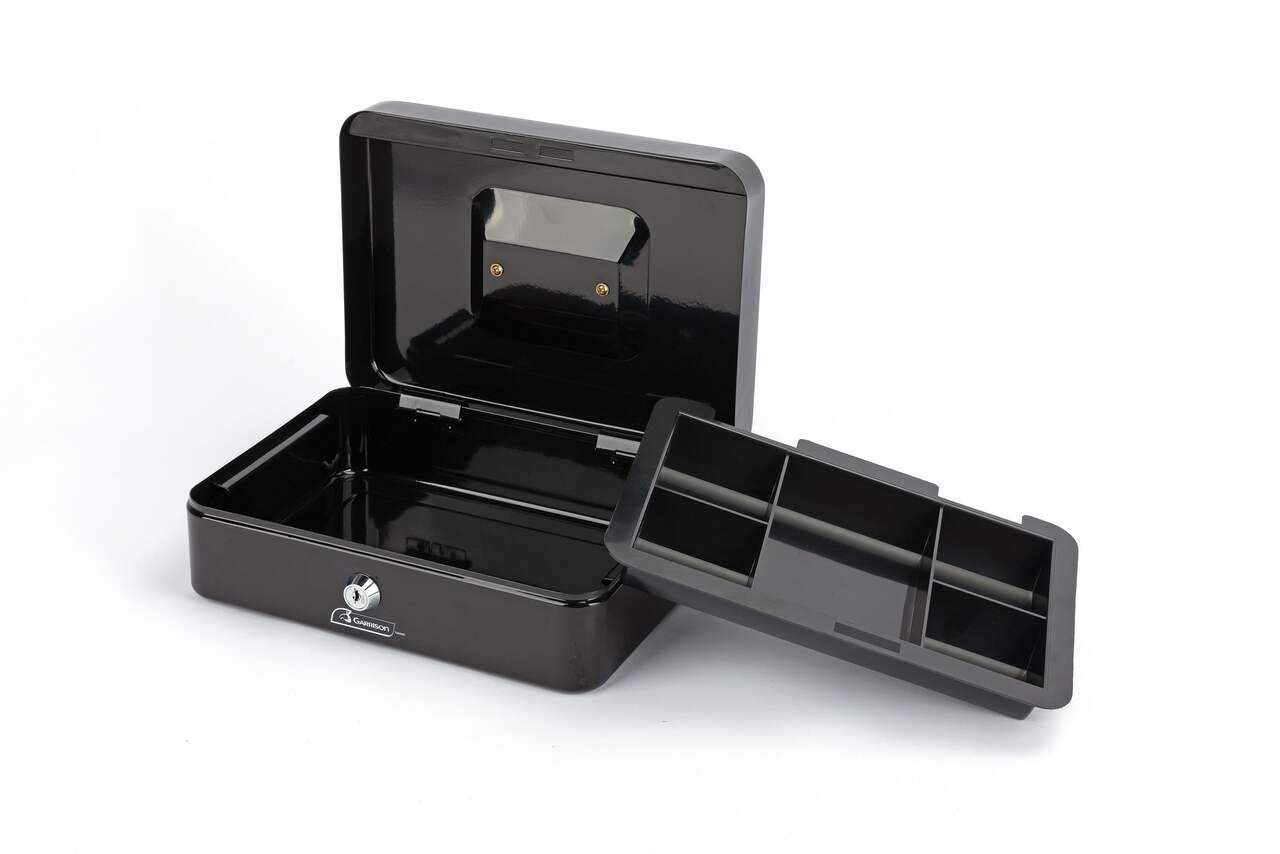  Black Acrylic Lockable Cash Box, Money Holder, Cash Organizer,  Single Row Currency Tray, Money Storage Box : Office Products