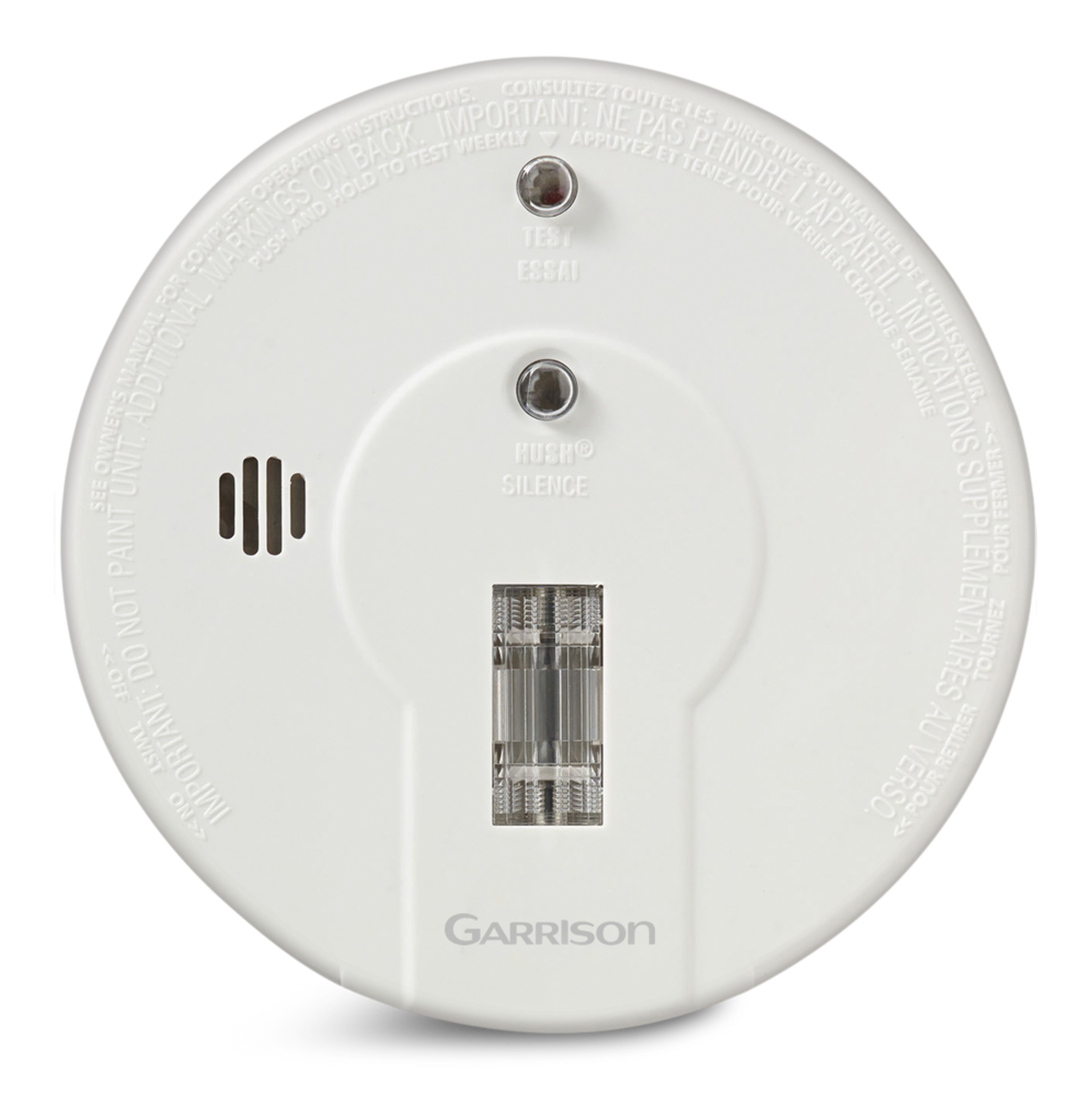 Garrison Smoke Alarm With Emergency Light and Hush Button, Batteries Included Front_Flat