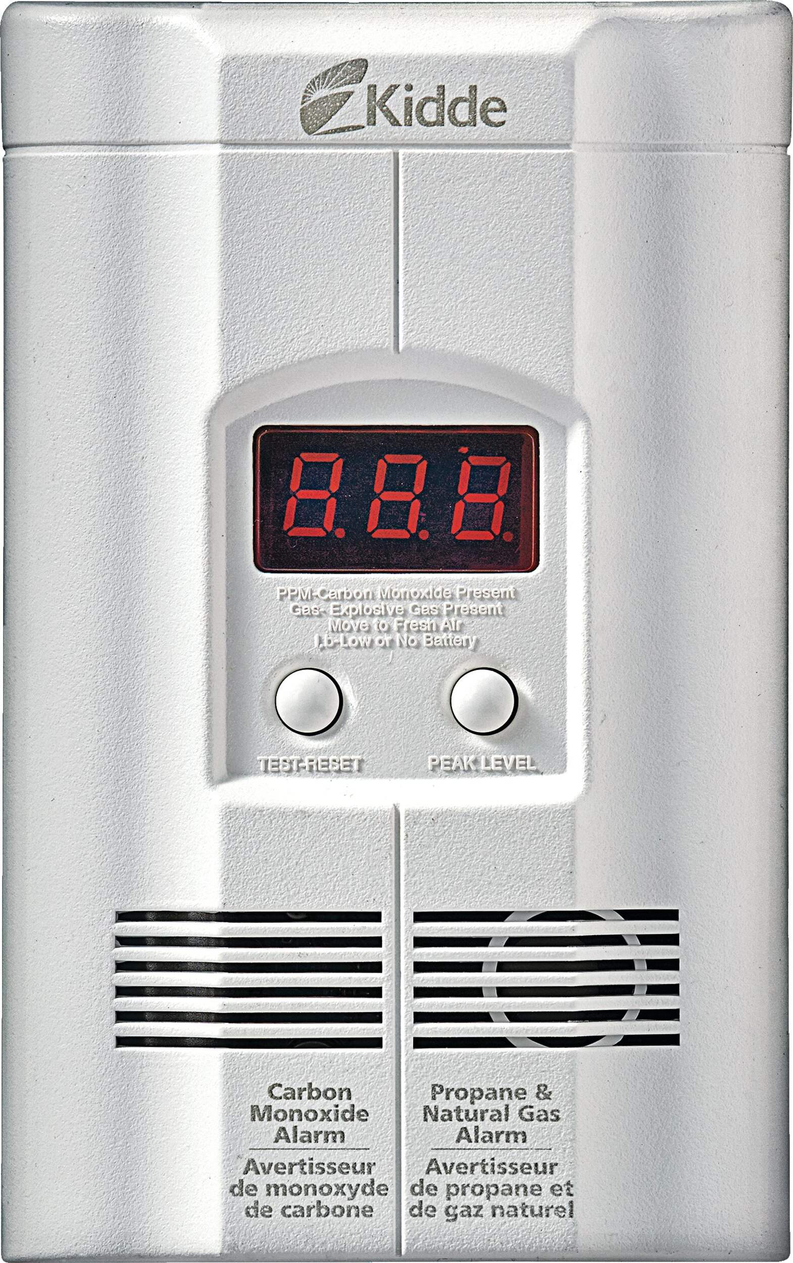 Kidde Plug-In Carbon Monoxide, Propane, Natural Gas Alarm with Digital Display Front_Flat