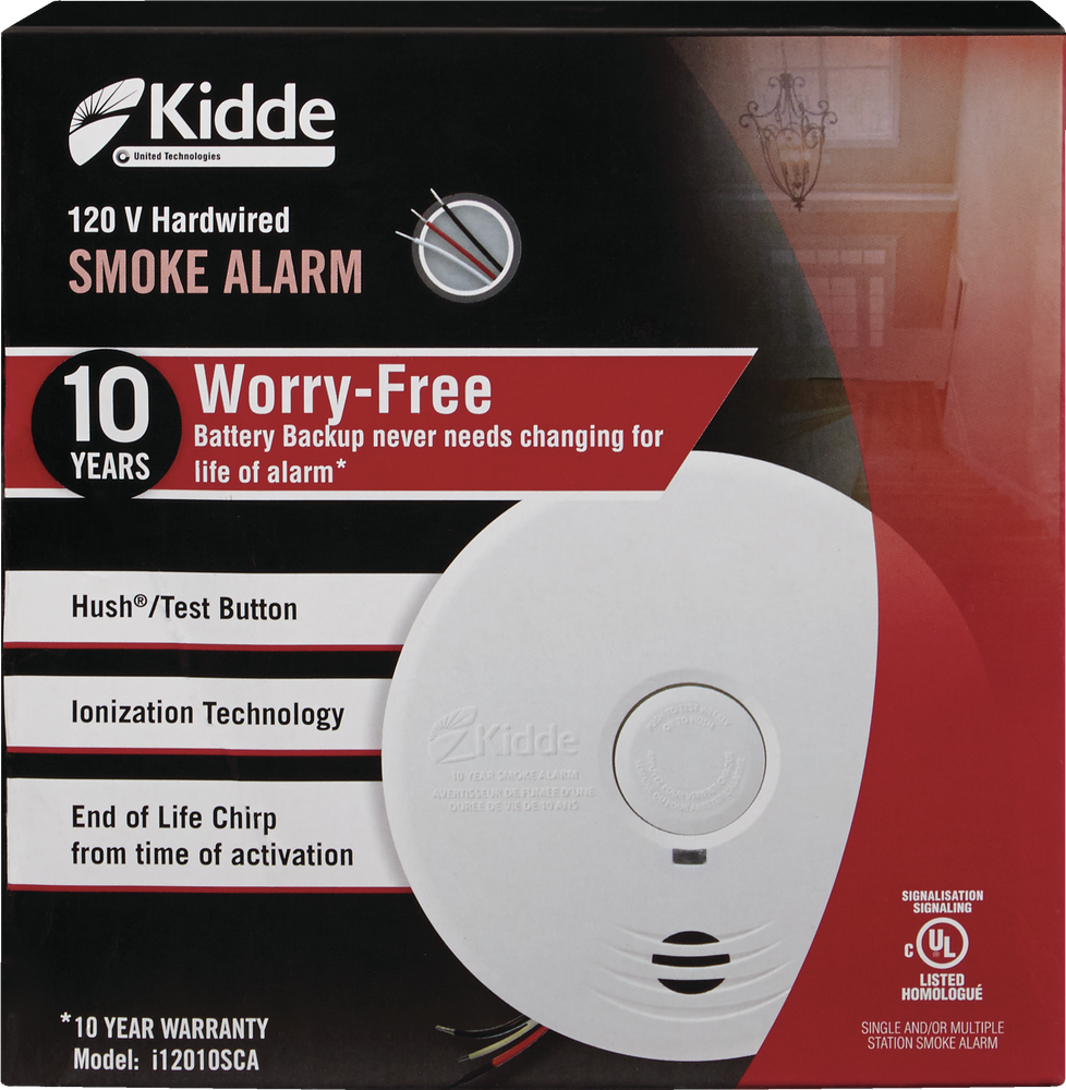 Kidde Worry-Free 120V Hardwired Smoke Alarm With 10-Year Sealed Battery ...