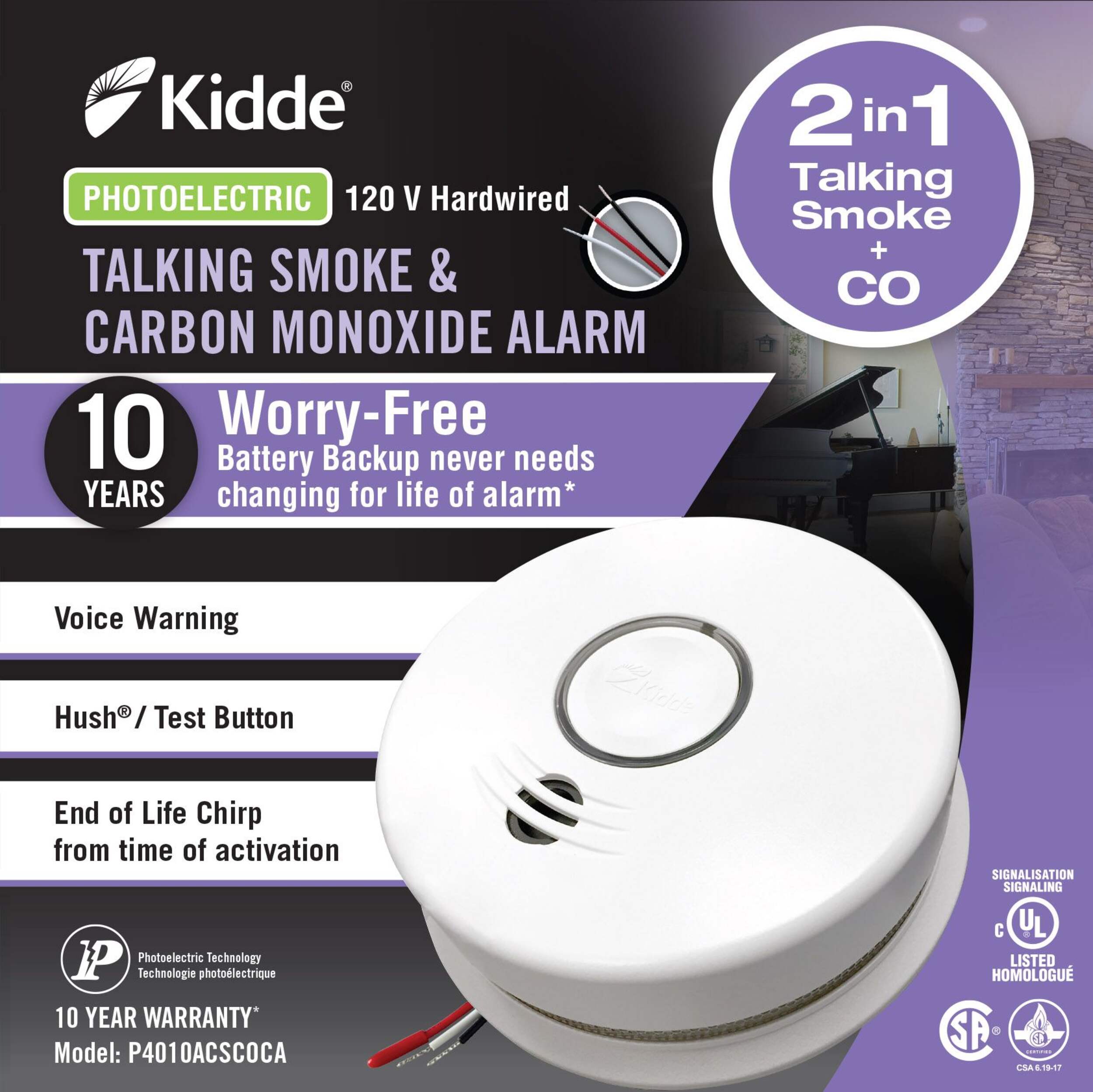 Kidde WorryFree 120V Hardwired Talking Smoke and Carbon Monoxide (CO