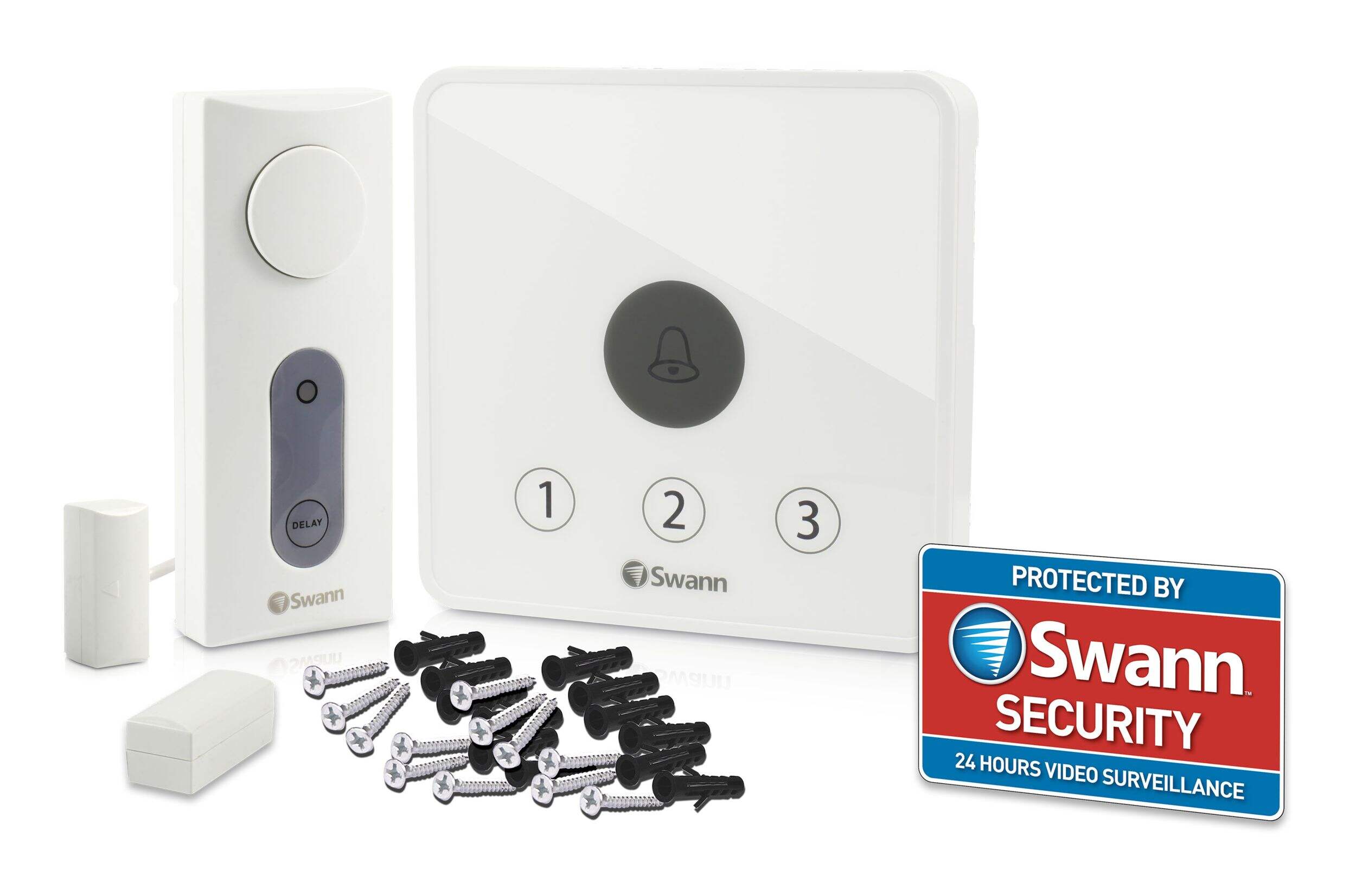 Swann DIY Wireless Gate-Open Alert Security Alarm, White Composite_or_Mixed