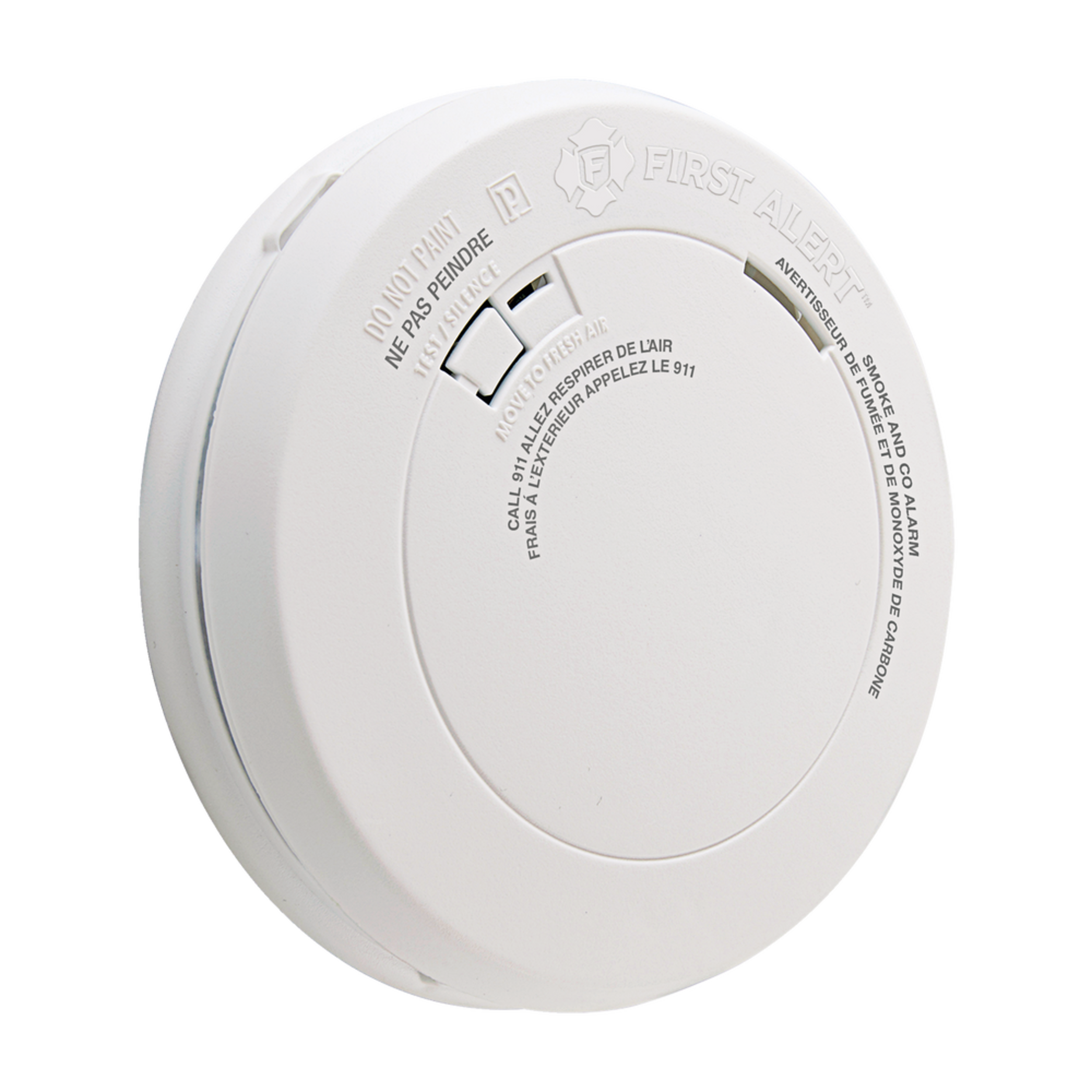 First Alert Slim Design Photoelectric Battery-Operated Smoke and Carbon Monoxide (CO) Alarm Front_Three_Fourths_Angled_Right