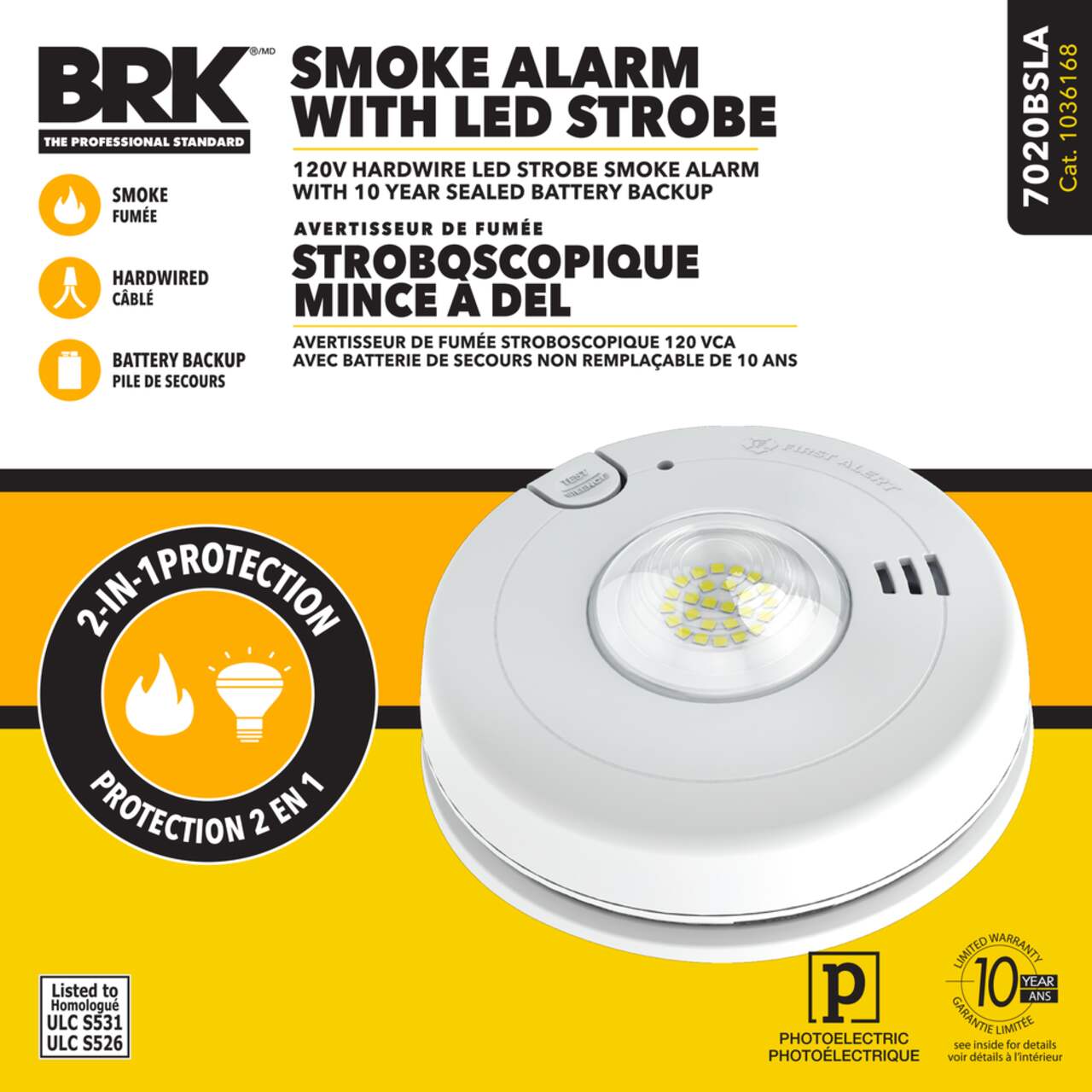 Détecteurs de fumée câblés BRK First Alert avec batterie de