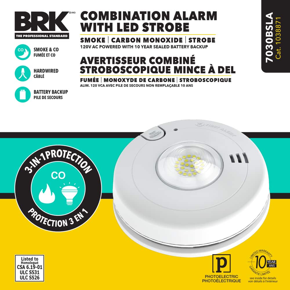 First Alert BRK 7020BSL Hardwired Hearing Impaired Smoke Detector LED Strobe 
