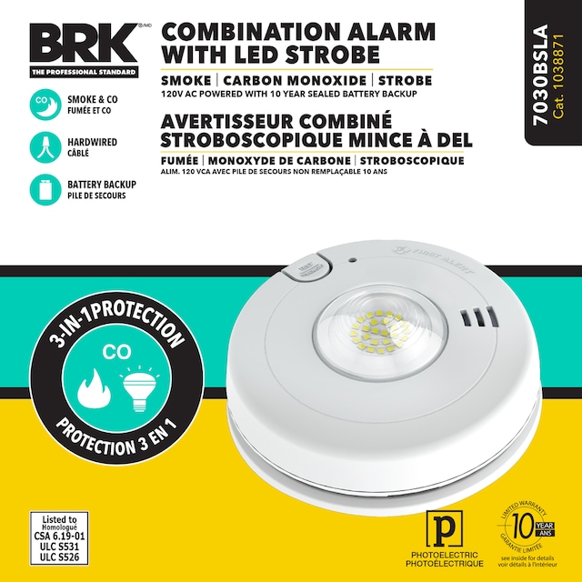 First Alert BRK Smoke and Carbon Monoxide (CO) Alarm With LED Strobe
