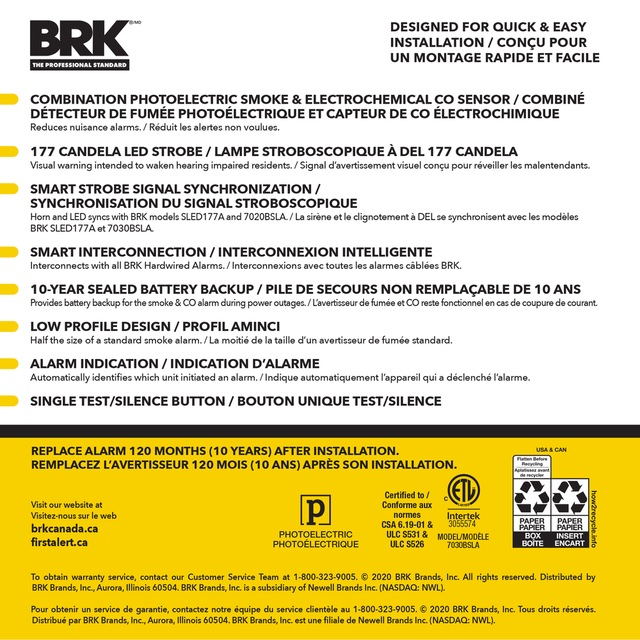 First Alert BRK Smoke and Carbon Monoxide (CO) Alarm With LED Strobe