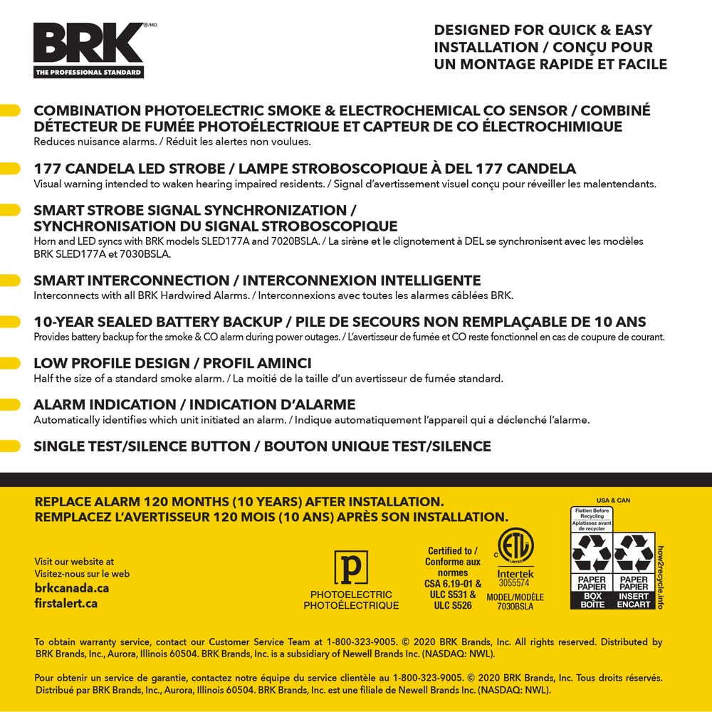 First Alert BRK Smoke and Carbon Monoxide (CO) Alarm With LED Strobe