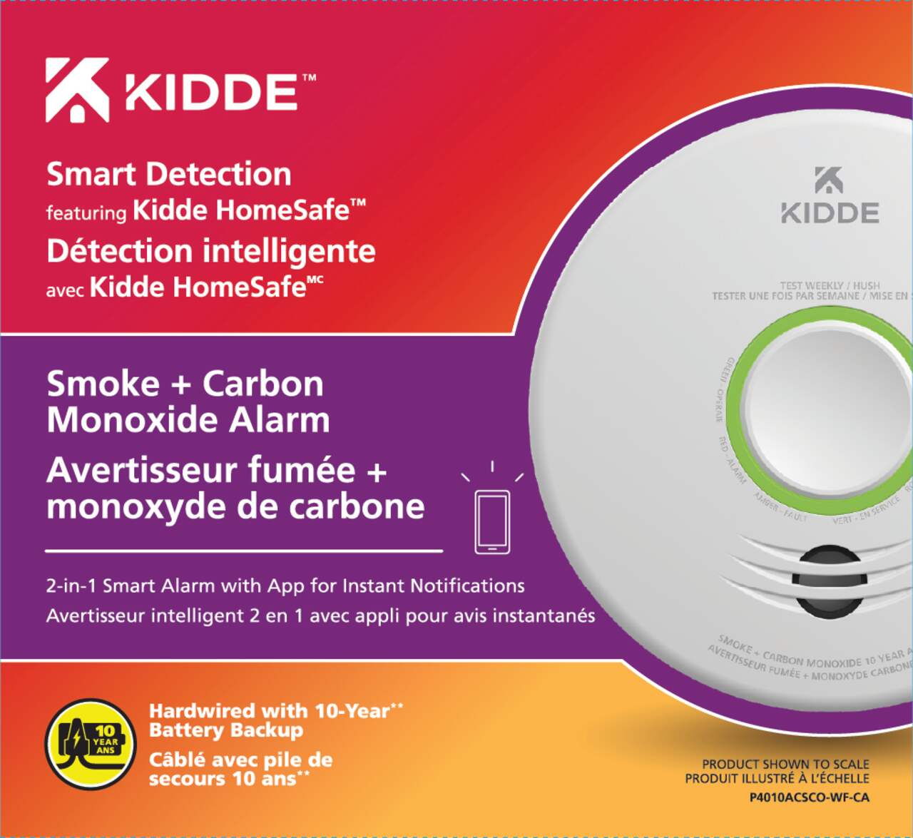 Détecteur de fumée et de monoxyde de carbone intelligent 2-en-1 Kidde avec  application