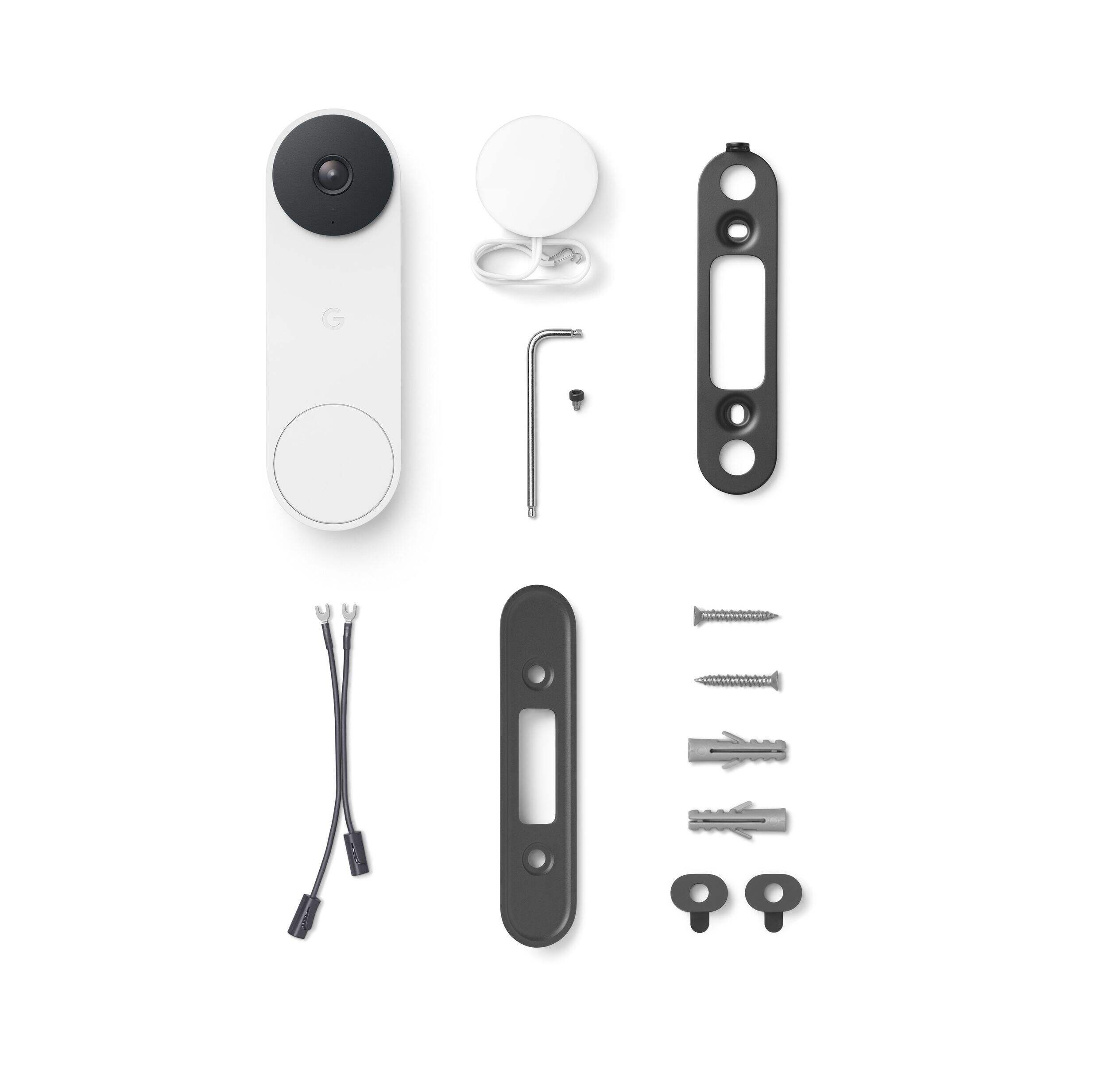 Google Nest Wired Wi-Fi Video Doorbell, 2nd Gen, White Composite_or_Mixed