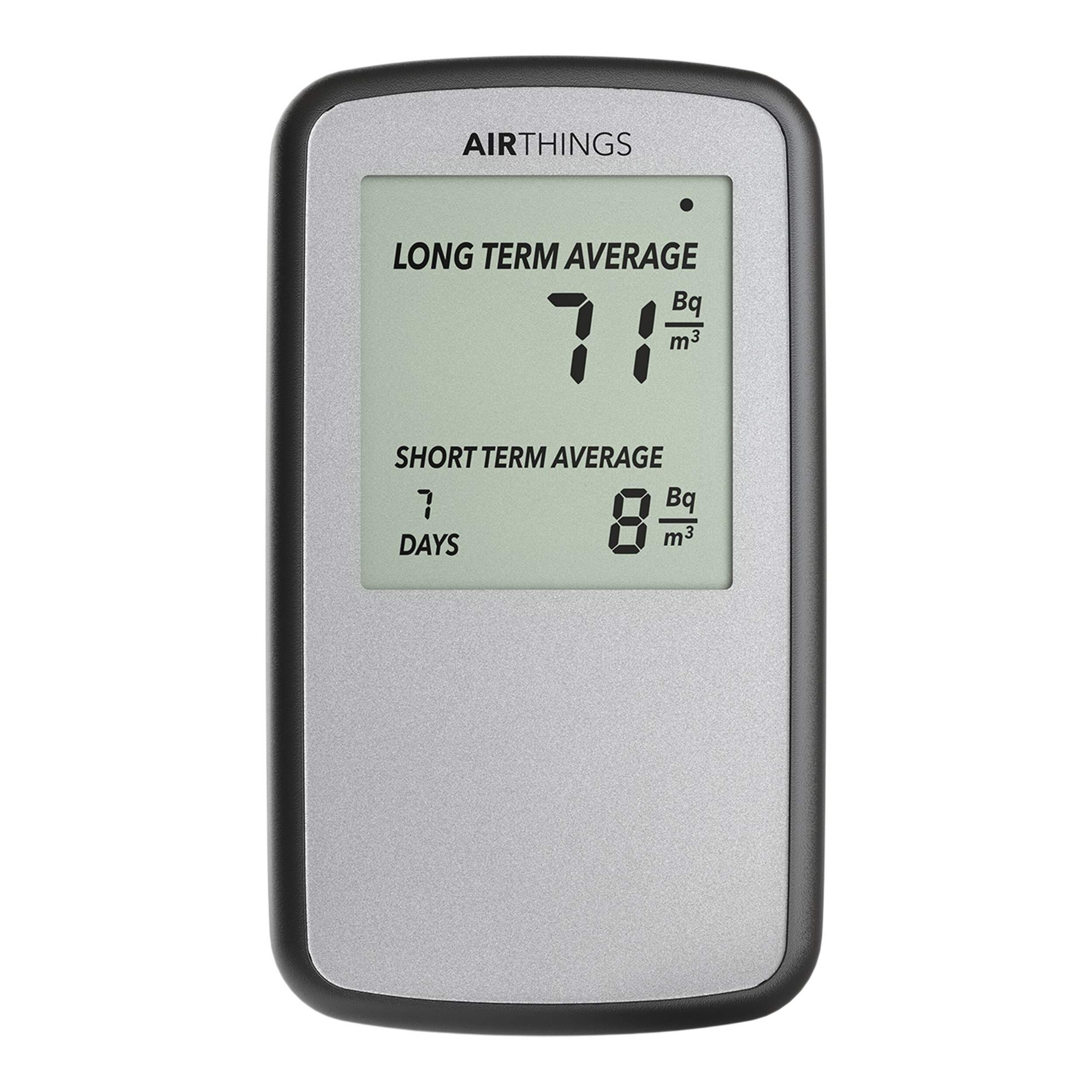 Airthings Corentium Battery-Operated Home Radon Detector with LCD Display, Black Front_Flat