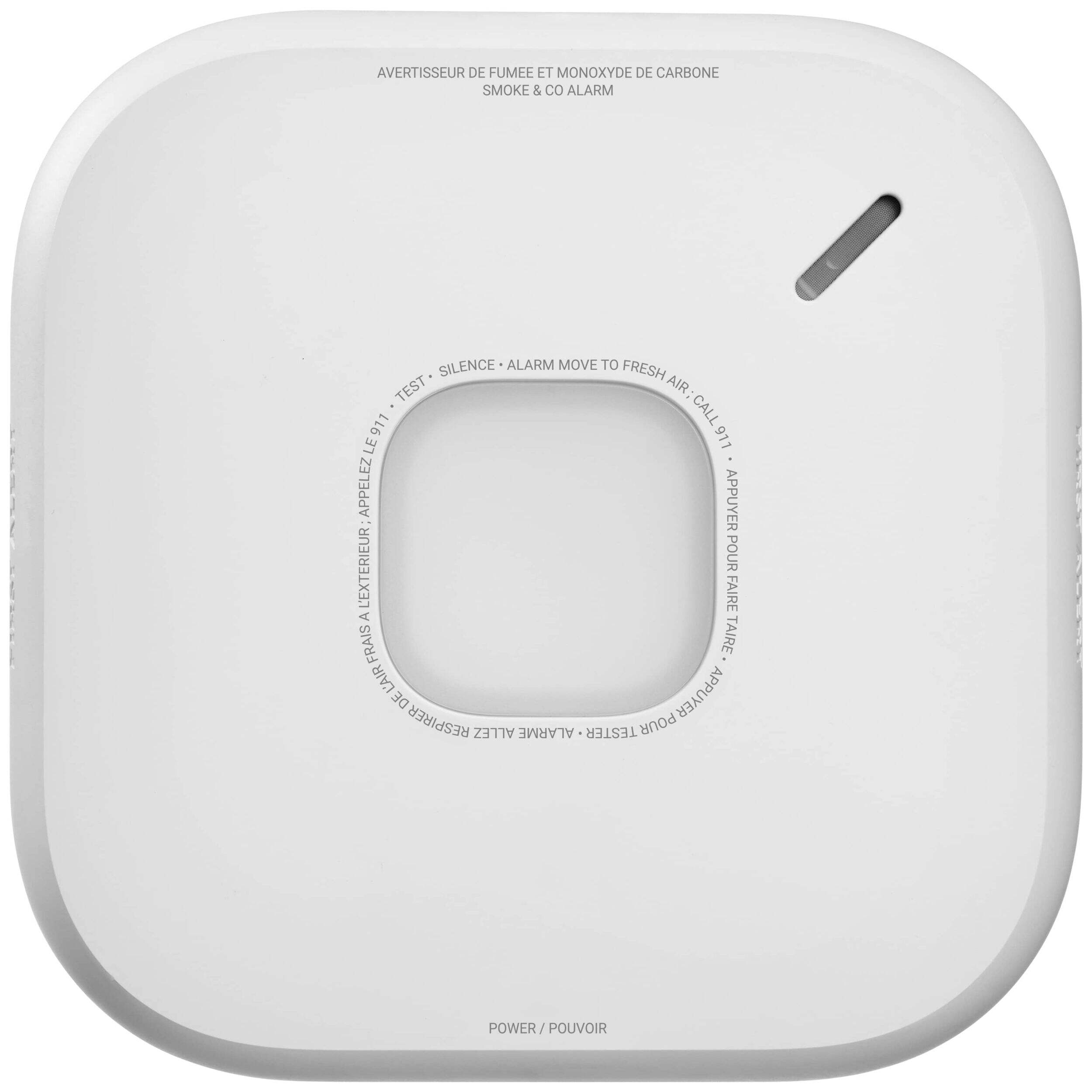 Détecteur de fumée et de monoxyde de carbone intelligent à piles 2-en-1 First Alert, compatible Google Overhead_Flat