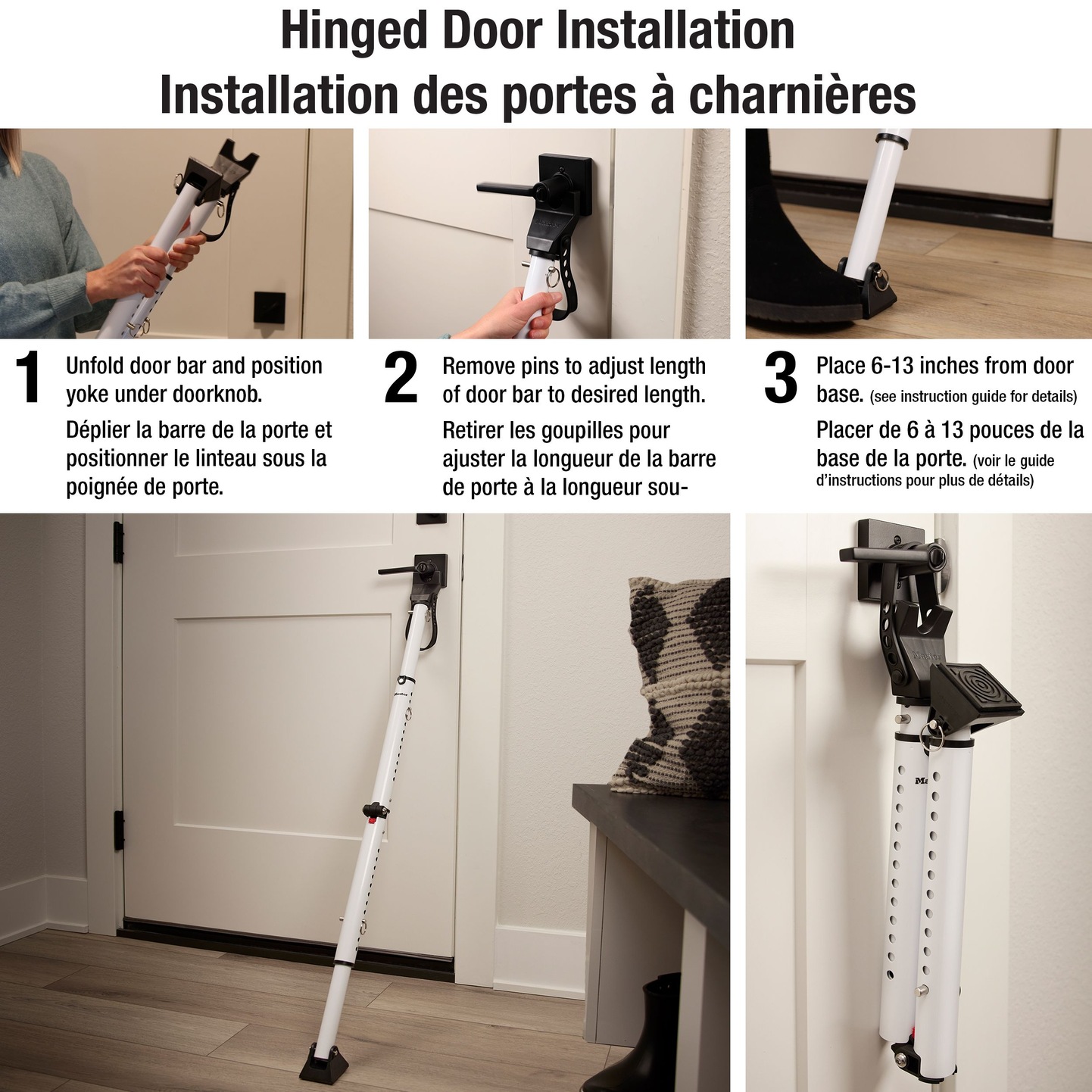 Barre de sécurité pliante et compacte pour porte Master Lock Canadian