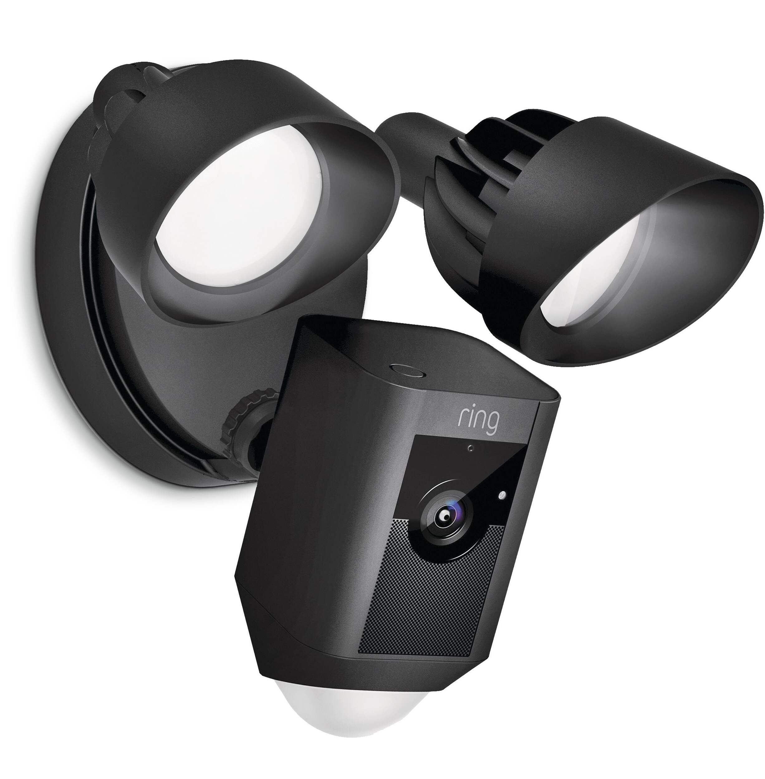 Ring Floodlight Motion-Activated Outdoor Security Camera, Black Front_Three_Fourths_Angled_Right