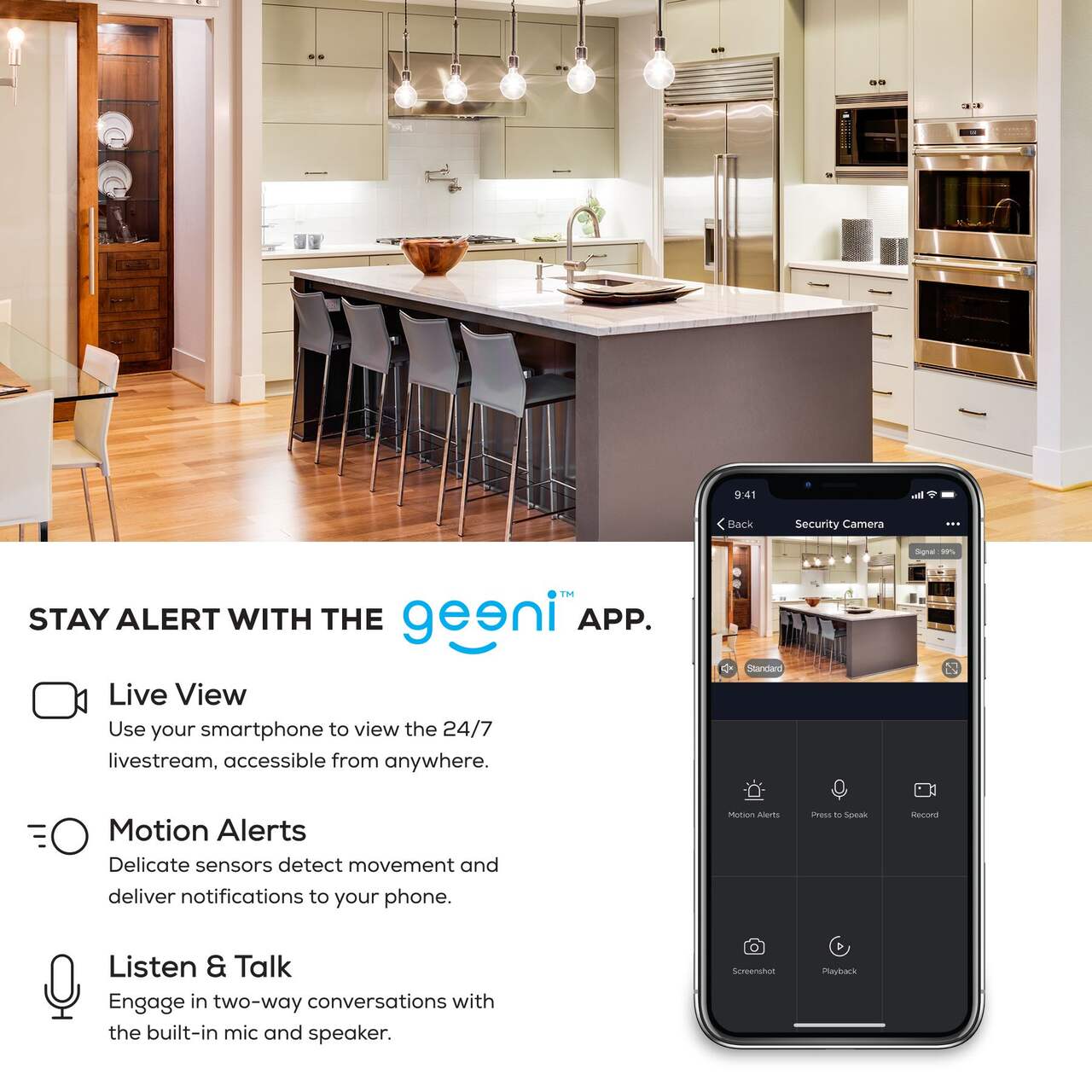 Geeni 1080p Smart Wi-Fi Camera Doorbell, Black