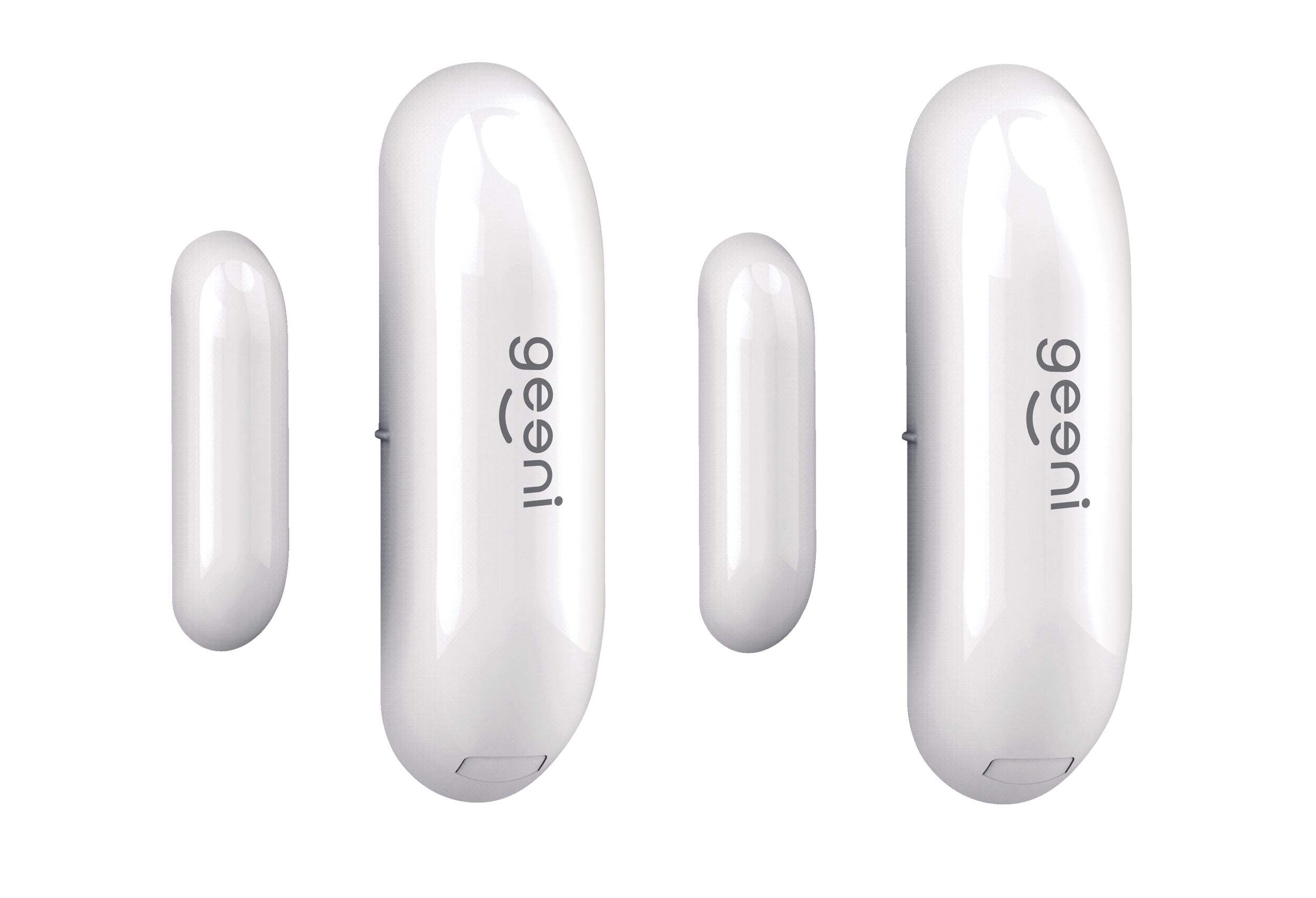 Geeni Smart Wi-Fi Door and Window Sensors, No Hub Required, 2-pk, White Front_Angled_Right