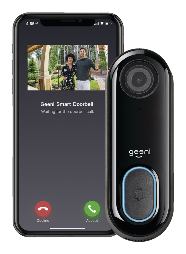 Geeni 1080p Smart WiFi Camera Doorbell, Black Canadian Tire