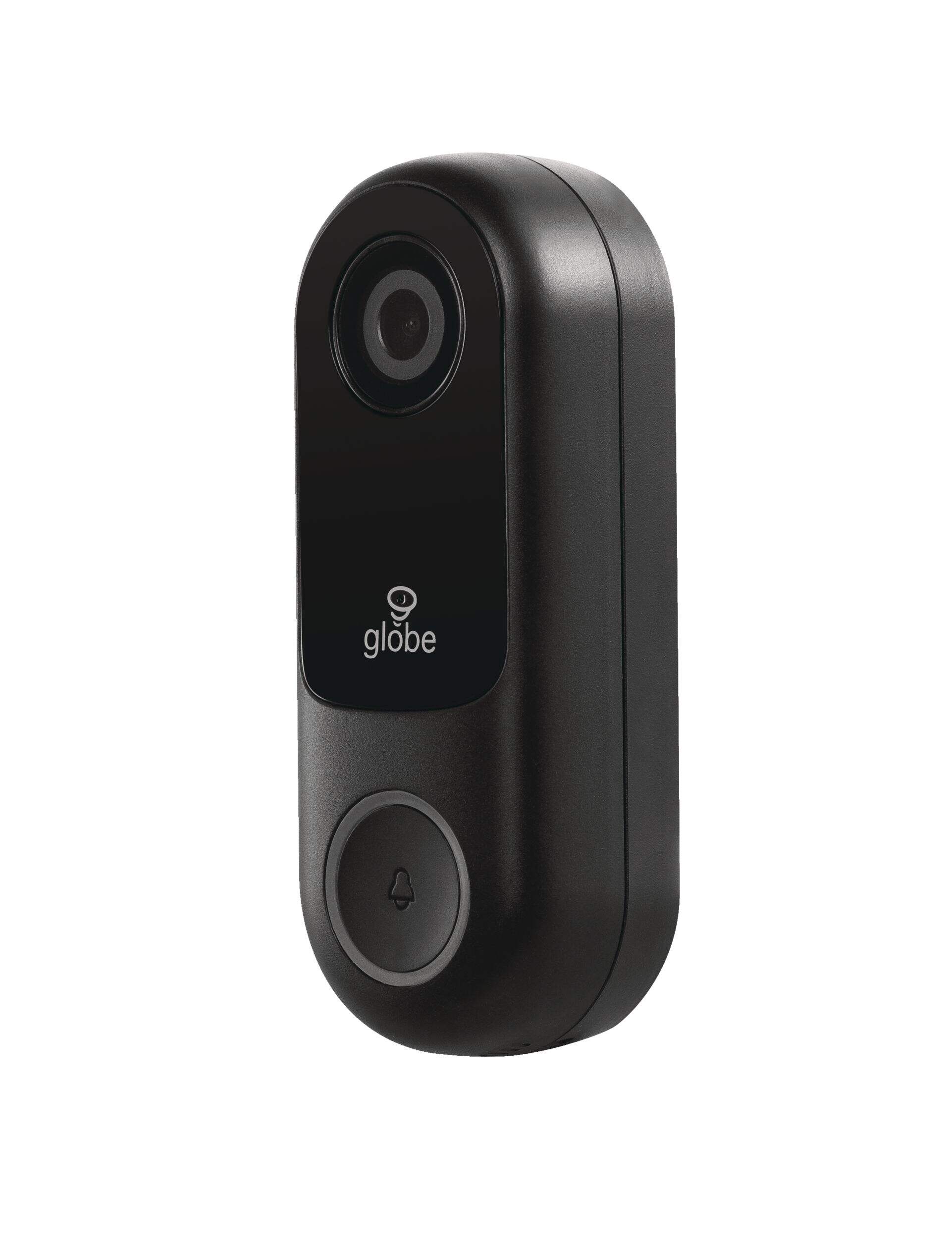 Sonnette vidéo intelligente cablée électrique Wi-Fi 1080p Globe, noir Front_Three_Fourths_Angled_Left