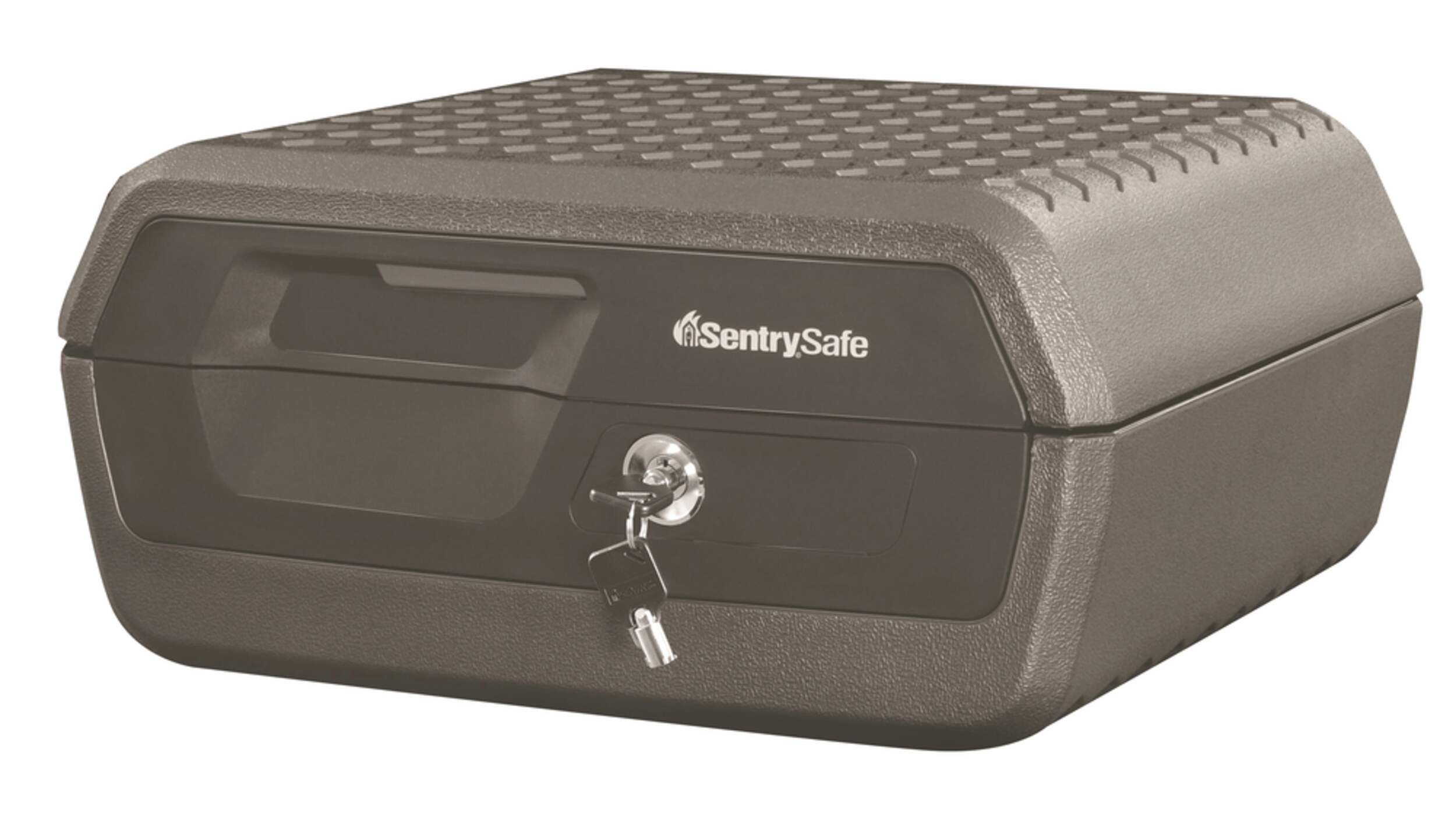 SentrySafe Fire and Water-Resistant Chest Safe Box With Key Lock, 10.2-L, Black Front_Angled_Left