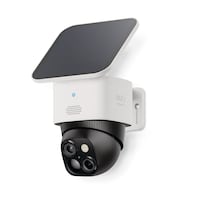 Eufy SoloCam S340 3K Wi-Fi Outdoor Security Camera w/ Dual Lens, Solar Panel & 360° Surveillance, White Front_Three_Fourths_Angled_Left