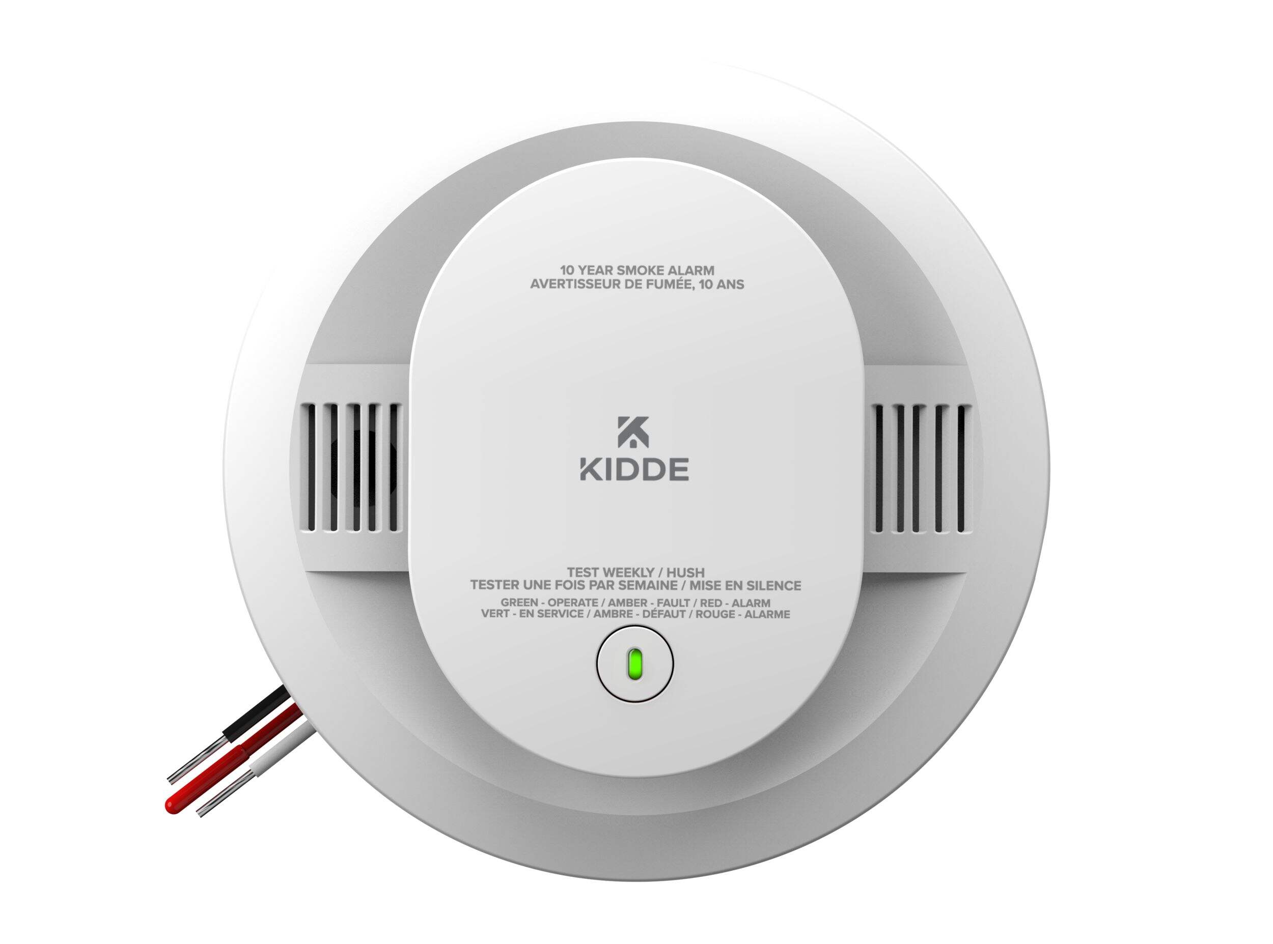 Kidde Worry-Free 120V Hardwired Smoke Alarm with 10-Year Sealed Battery & Hush Button Front_Flat