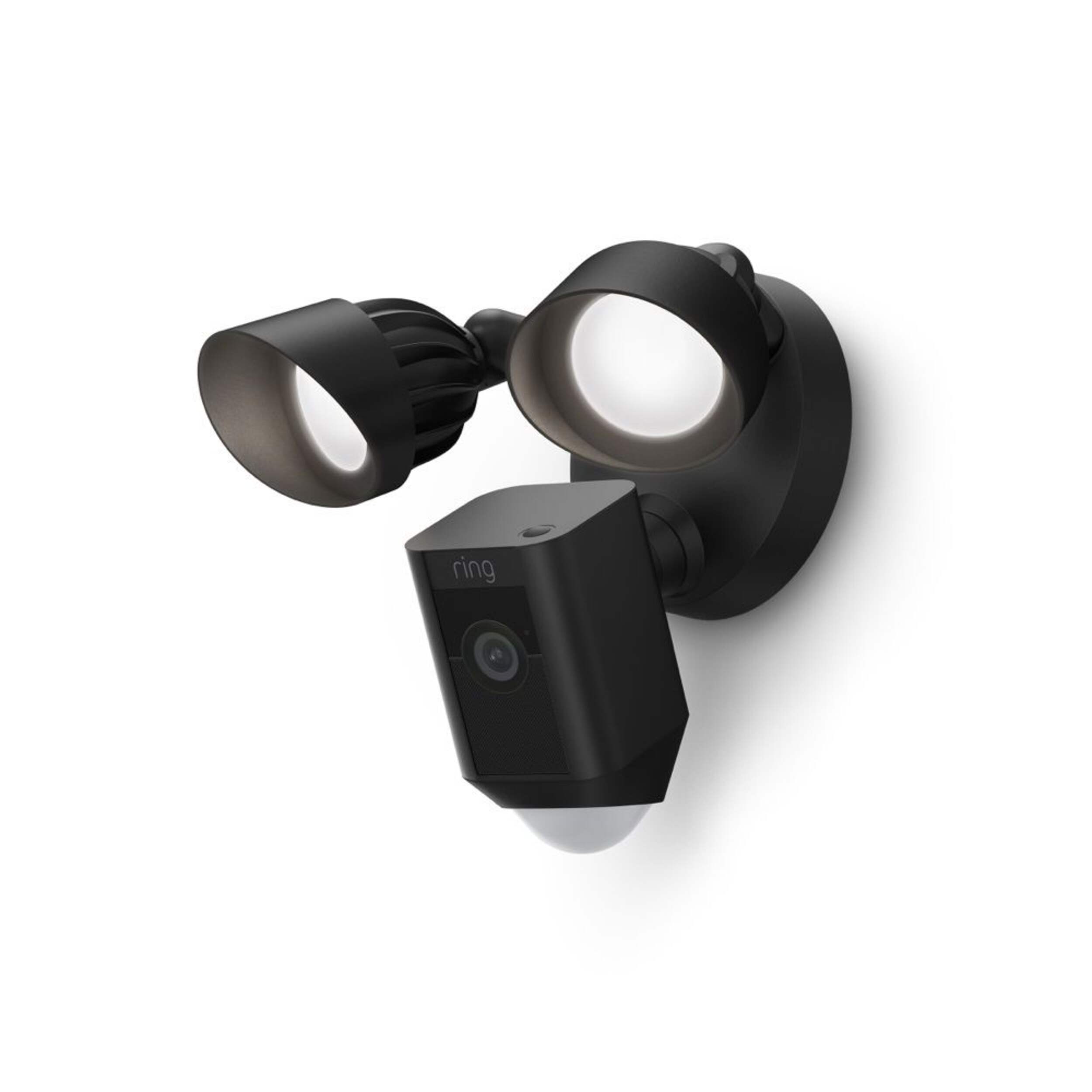 Ring Floodlight Cam Wired Plus 1080p HD Outdoor Security Camera, Black Front_Three_Fourths_Angled_Left