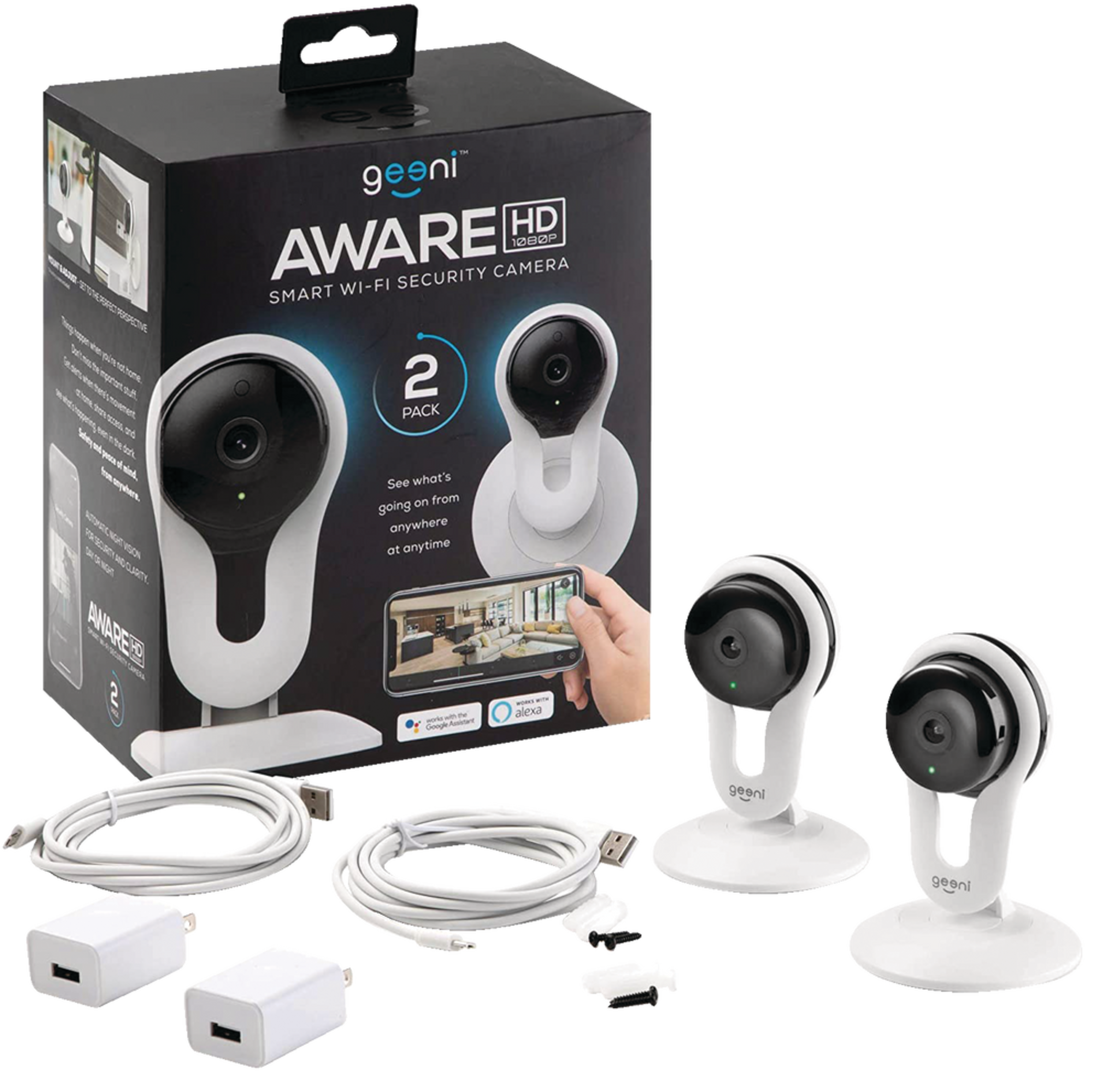 Geeni 1080p Smart Wi-Fi Security Camera, 2-pk Composite_or_Mixed