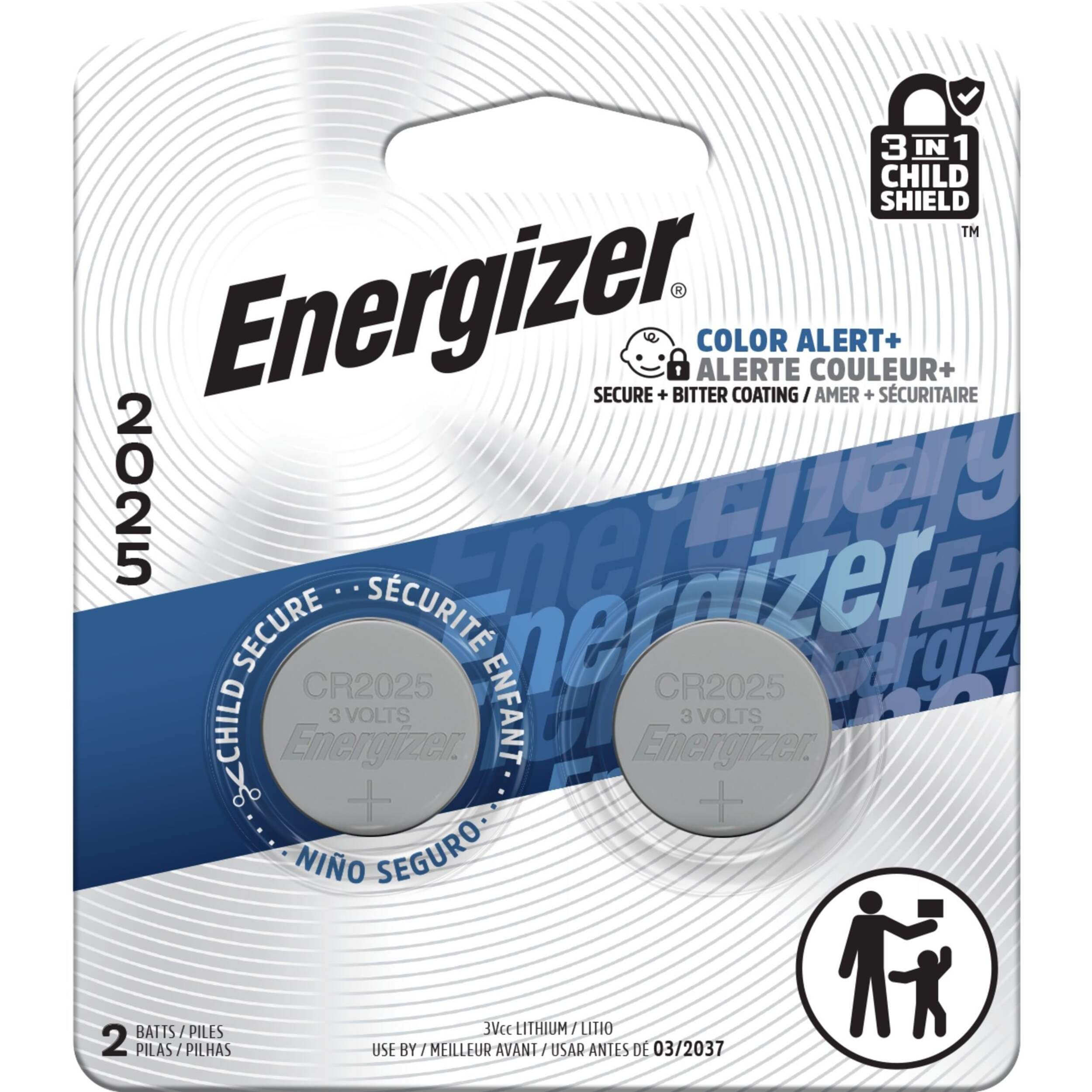 Energizer 2-pk CR2025 3V / 3 Volt Lithium Coin Cell Batteries, Long Lasting Front_Flat